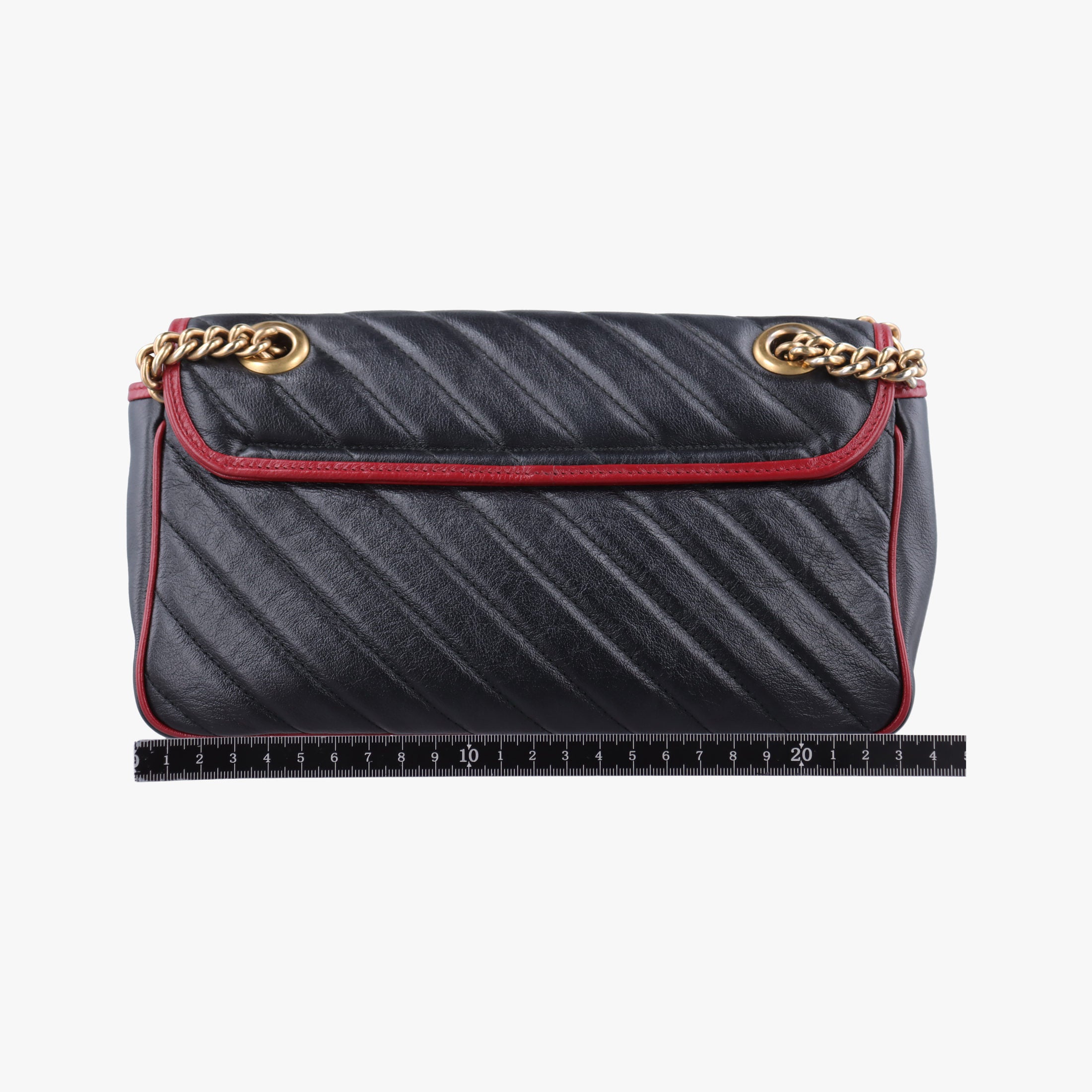 Pre-owned Gucci GG Marmont Black×red Leather 443497 shoulderbag | stylenewstar