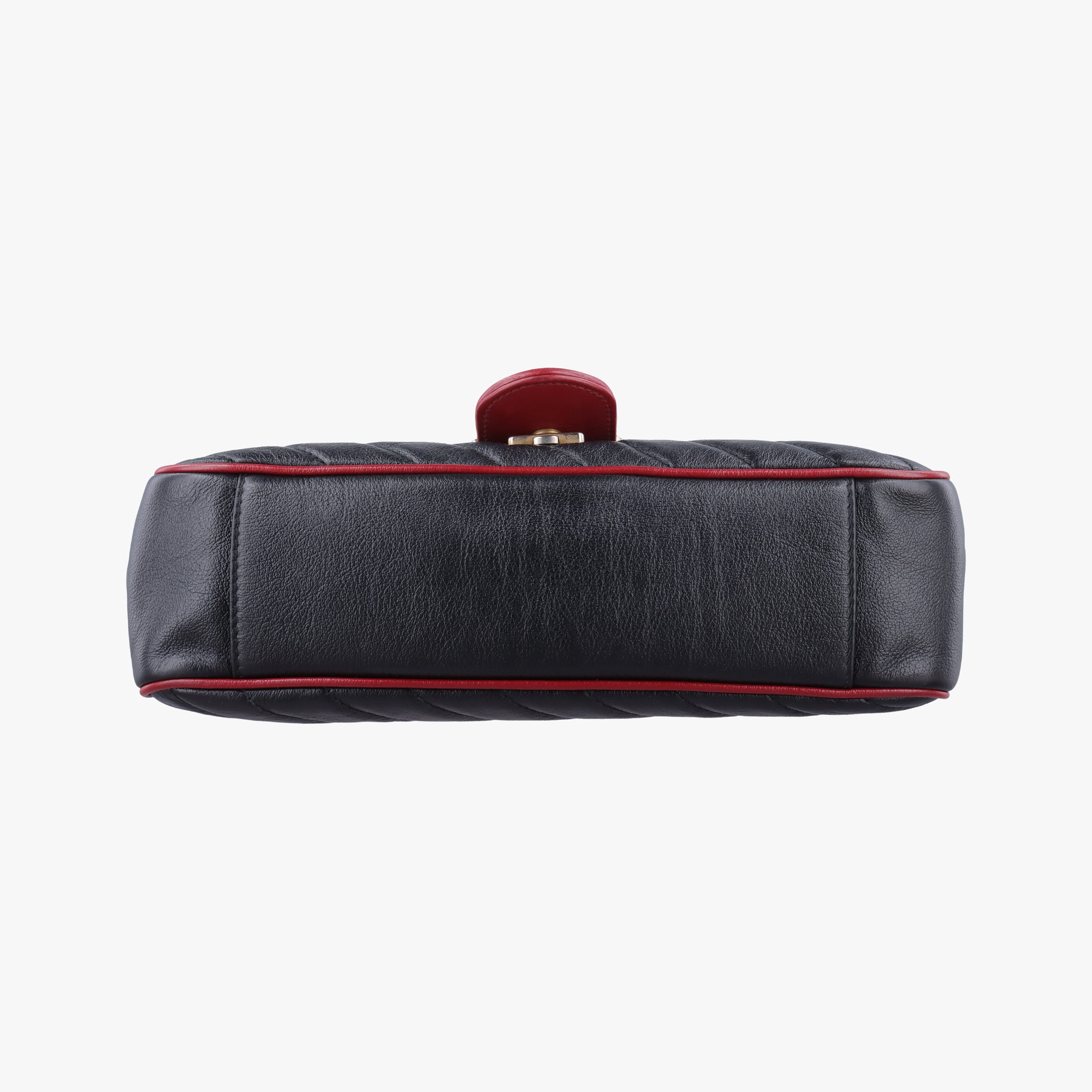 Pre-owned Gucci GG Marmont Black×red Leather 443497 shoulderbag | stylenewstar