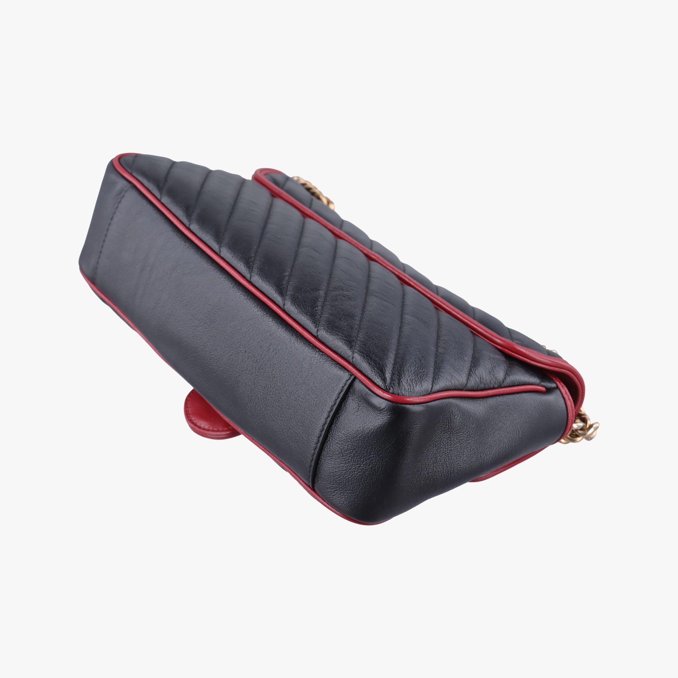 Pre-owned Gucci GG Marmont Black×red Leather 443497 shoulderbag | stylenewstar