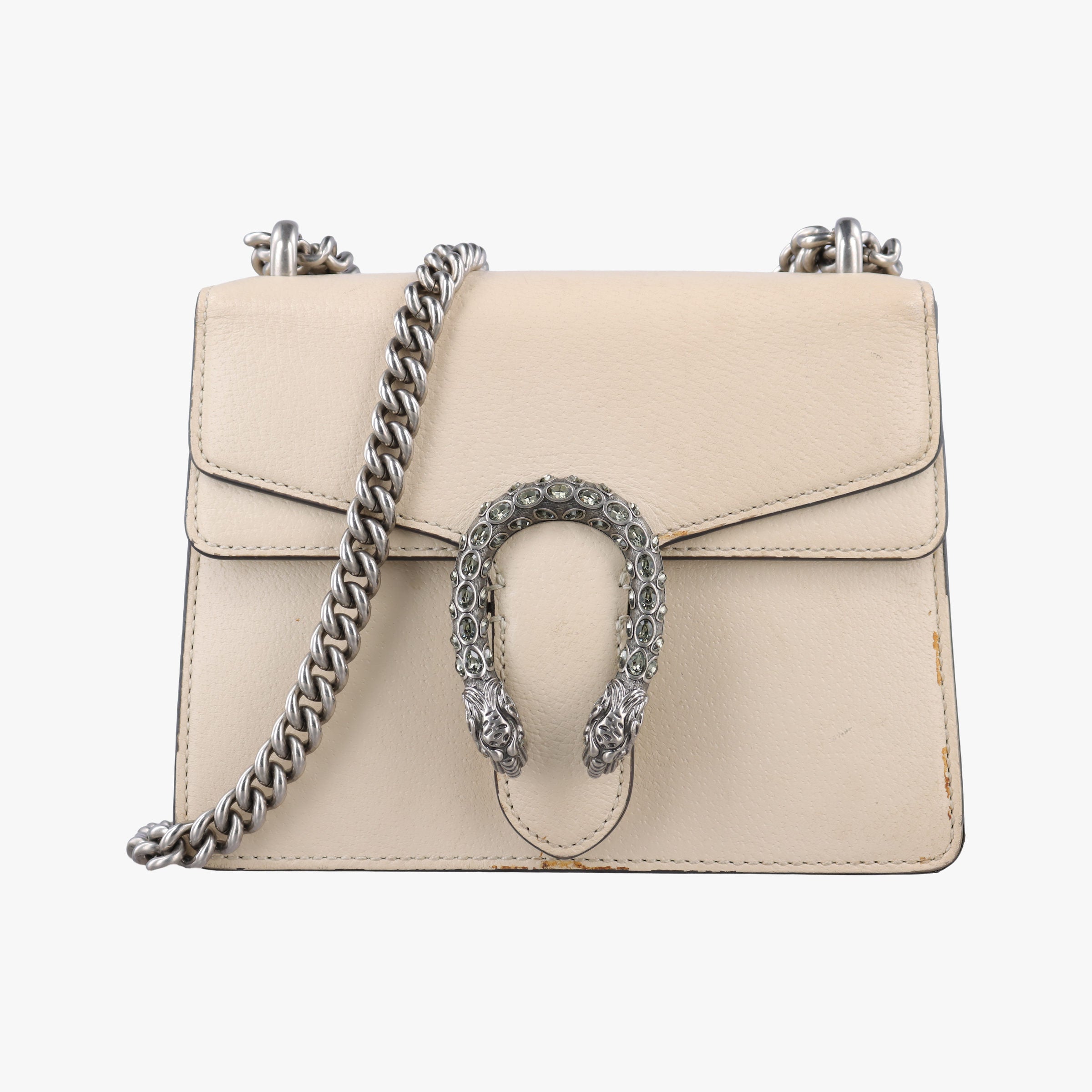 Pre-owned Gucci Dionysus White Leather 421970 shoulderbag | stylenewstar