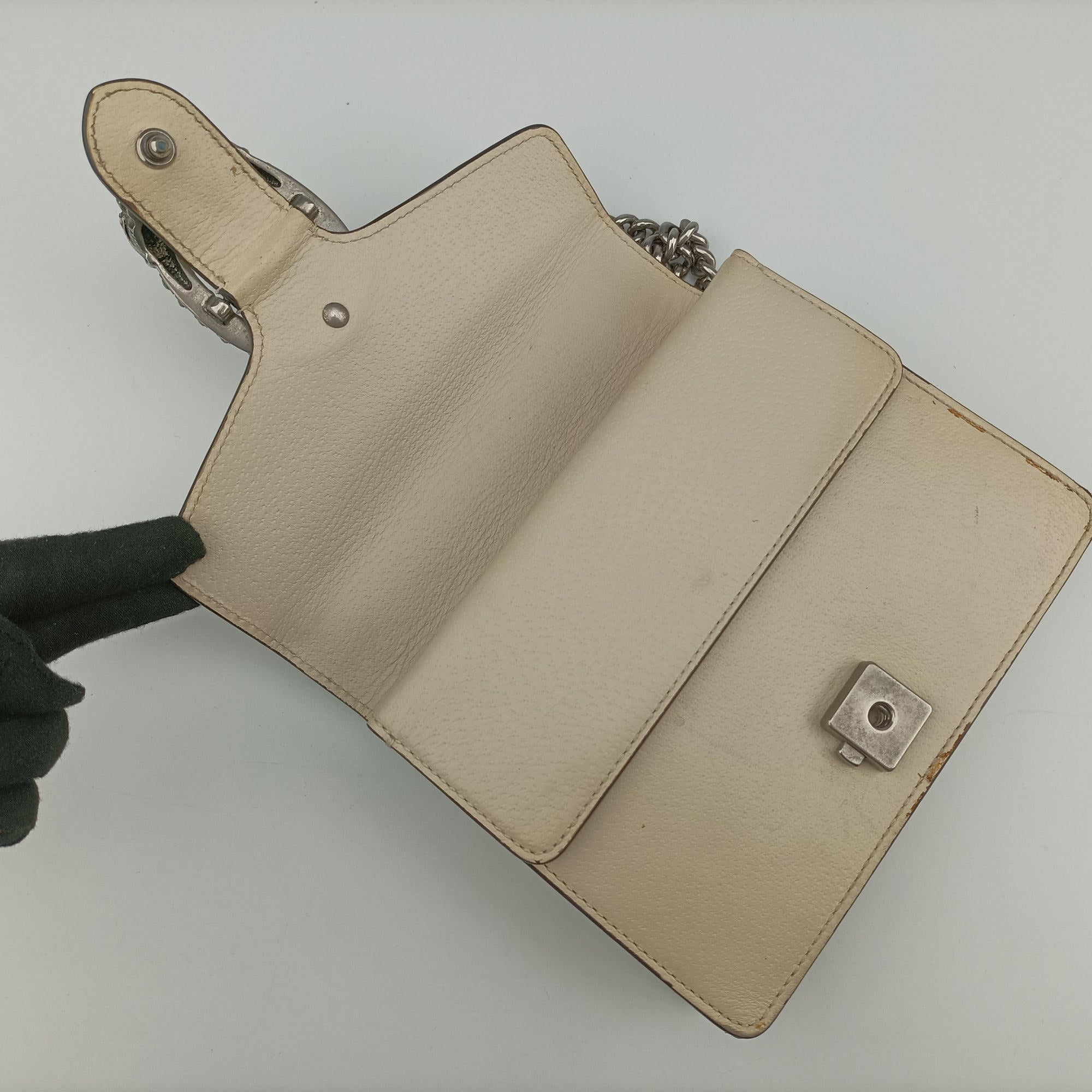 Pre-owned Gucci Dionysus White Leather 421970 shoulderbag | stylenewstar