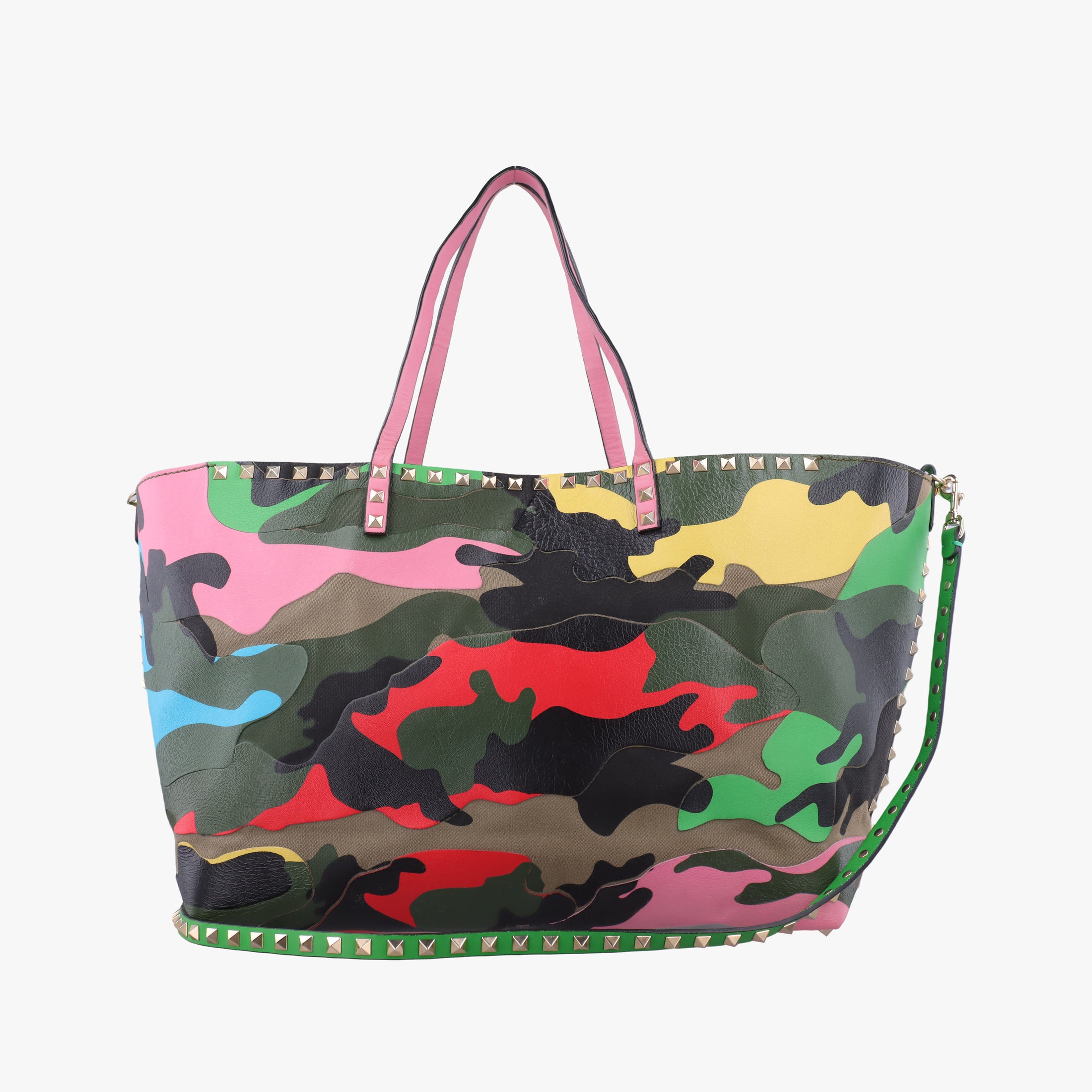 Pre-owned Valentino Rockstud camouflage Multicolour Canvas × Leather  shoulderbag | stylenewstar