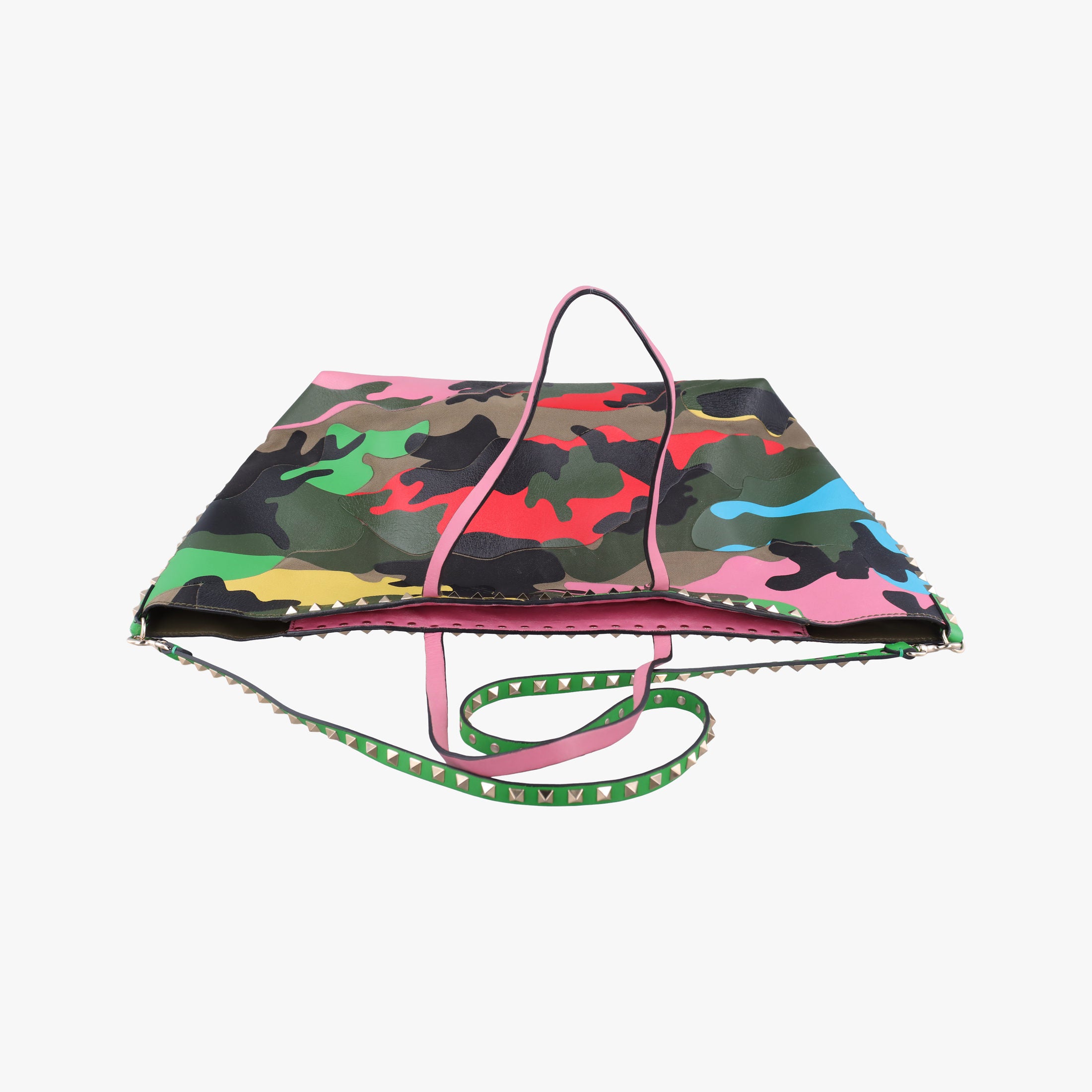 Pre-owned Valentino Rockstud camouflage Multicolour Canvas × Leather  shoulderbag | stylenewstar