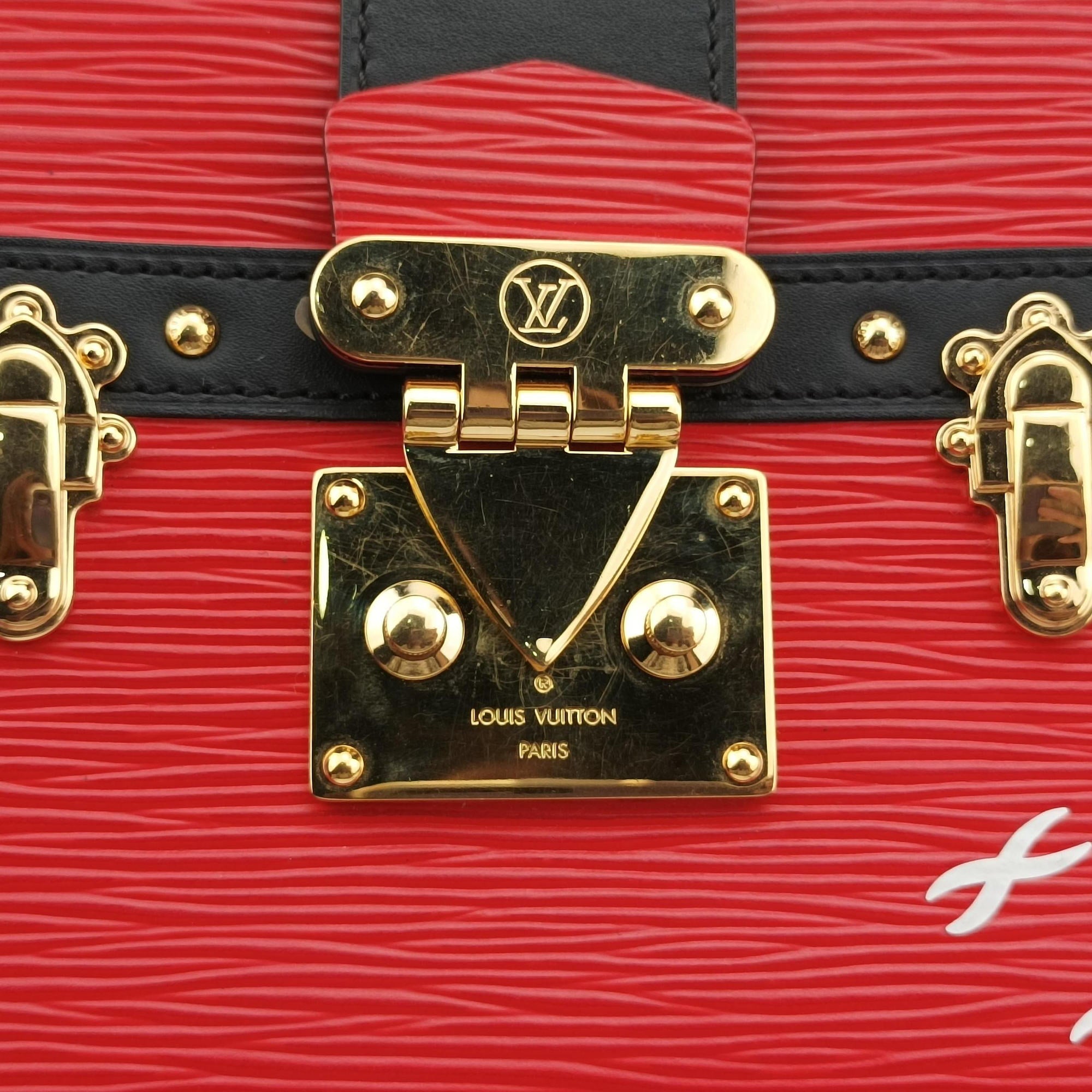 Pre-owned Louis Vuitton Trunk Clutch Rouge×Black Epi M51697 shoulderbag | stylenewstar