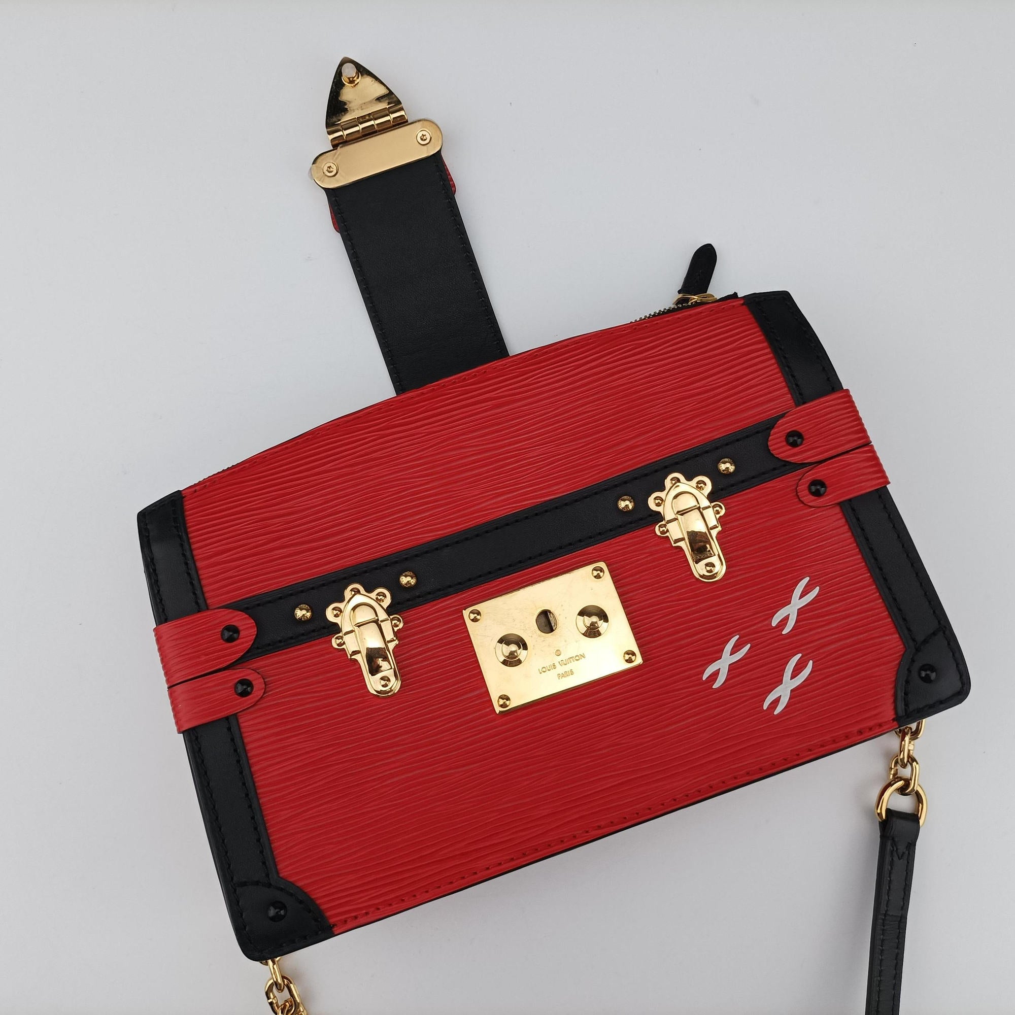 Pre-owned Louis Vuitton Trunk Clutch Rouge×Black Epi M51697 shoulderbag | stylenewstar