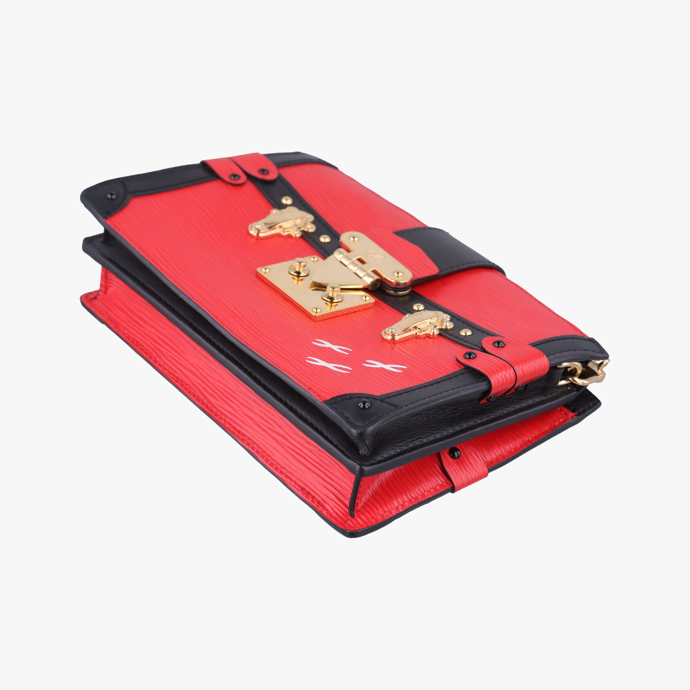 Pre-owned Louis Vuitton Trunk Clutch Rouge×Black Epi M51697 shoulderbag | stylenewstar
