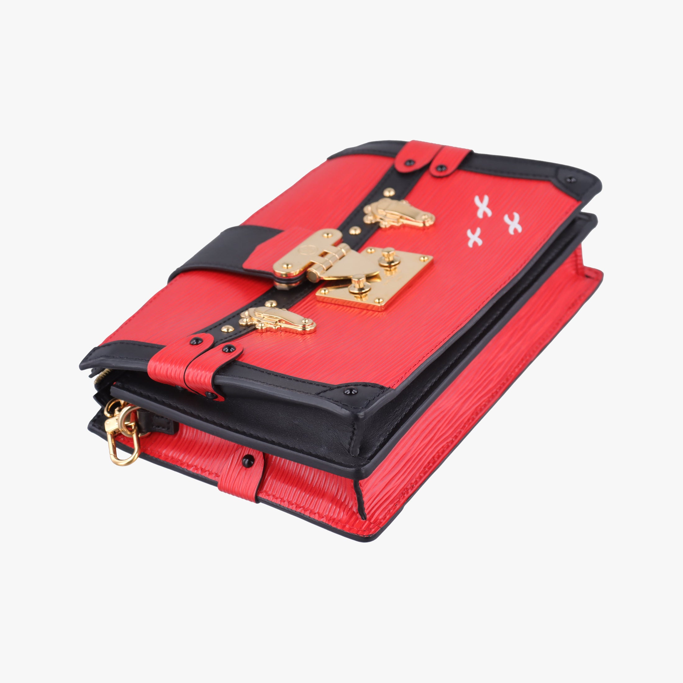 Pre-owned Louis Vuitton Trunk Clutch Rouge×Black Epi M51697 shoulderbag | stylenewstar