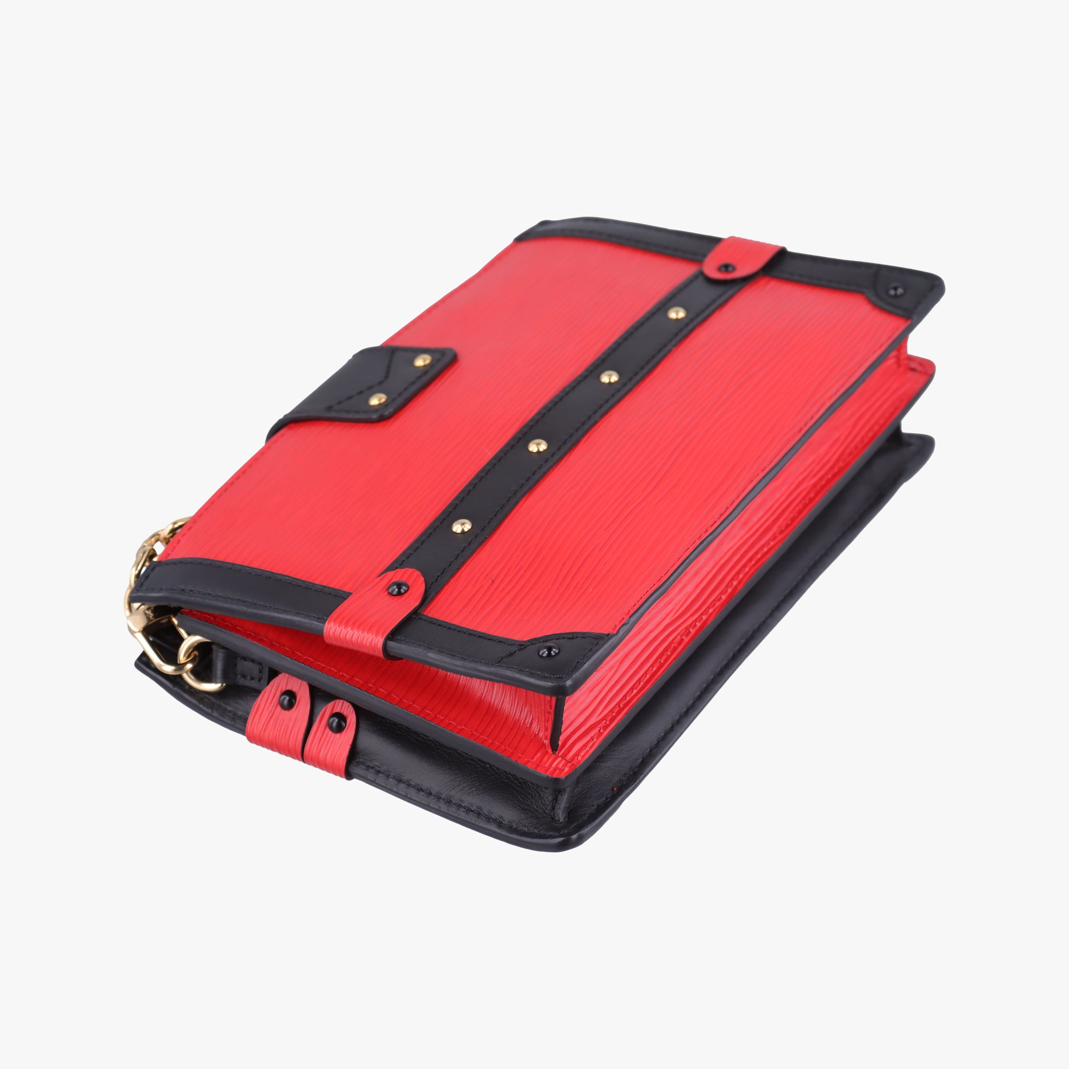 Pre-owned Louis Vuitton Trunk Clutch Rouge×Black Epi M51697 shoulderbag | stylenewstar