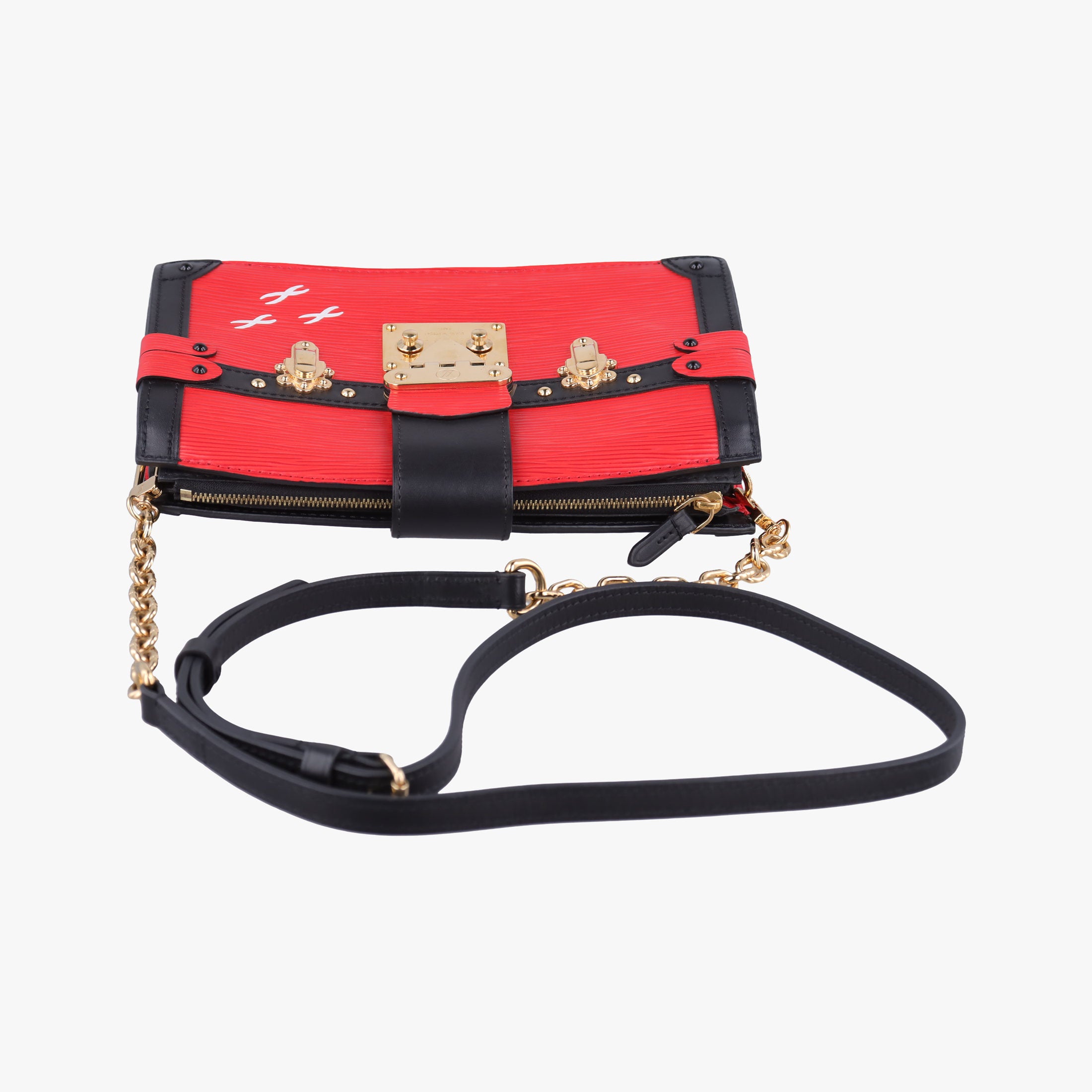 Pre-owned Louis Vuitton Trunk Clutch Rouge×Black Epi M51697 shoulderbag | stylenewstar