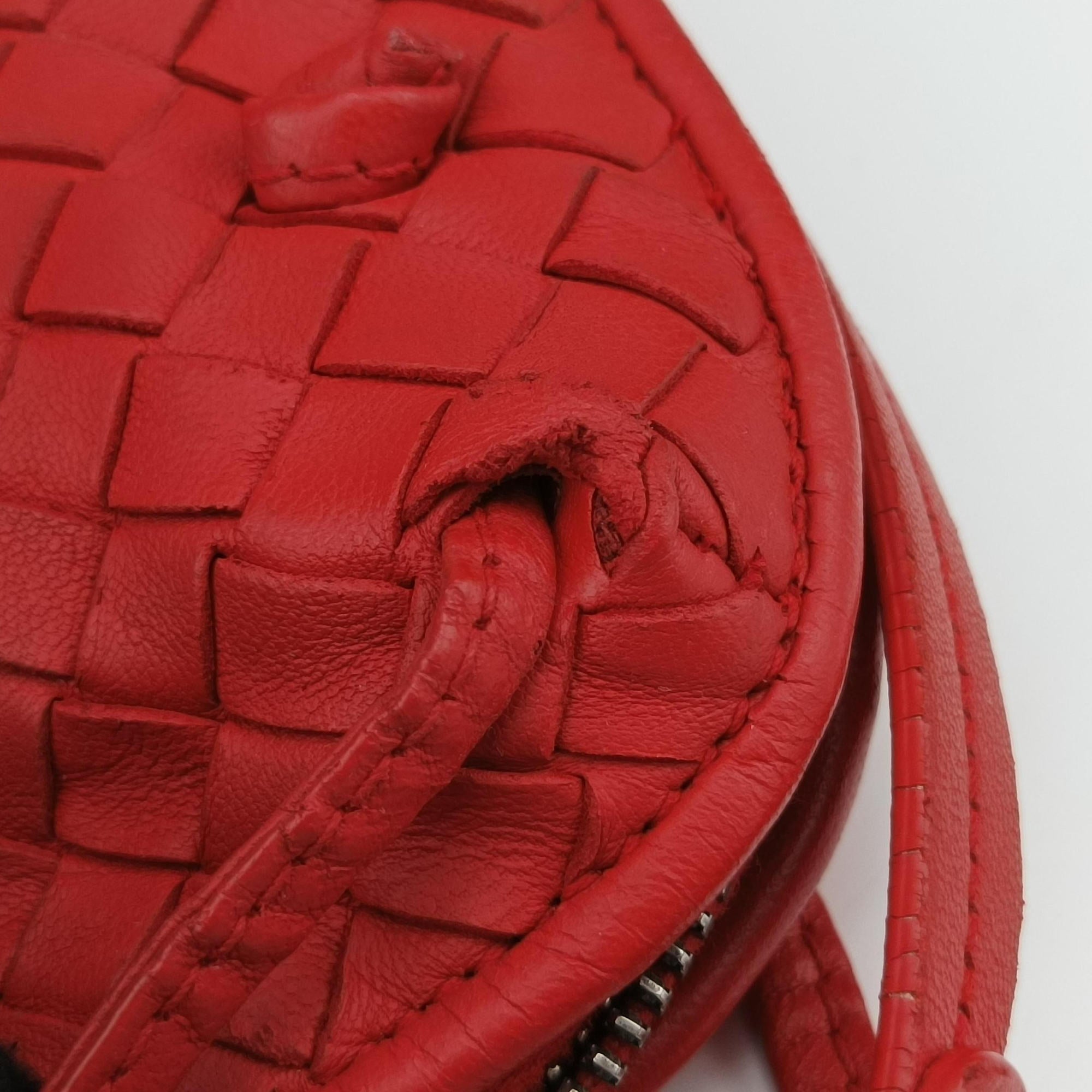 Pre-owned Bottega Veneta NODINI Intrecciato Red lambskin  shoulderbag | stylenewstar