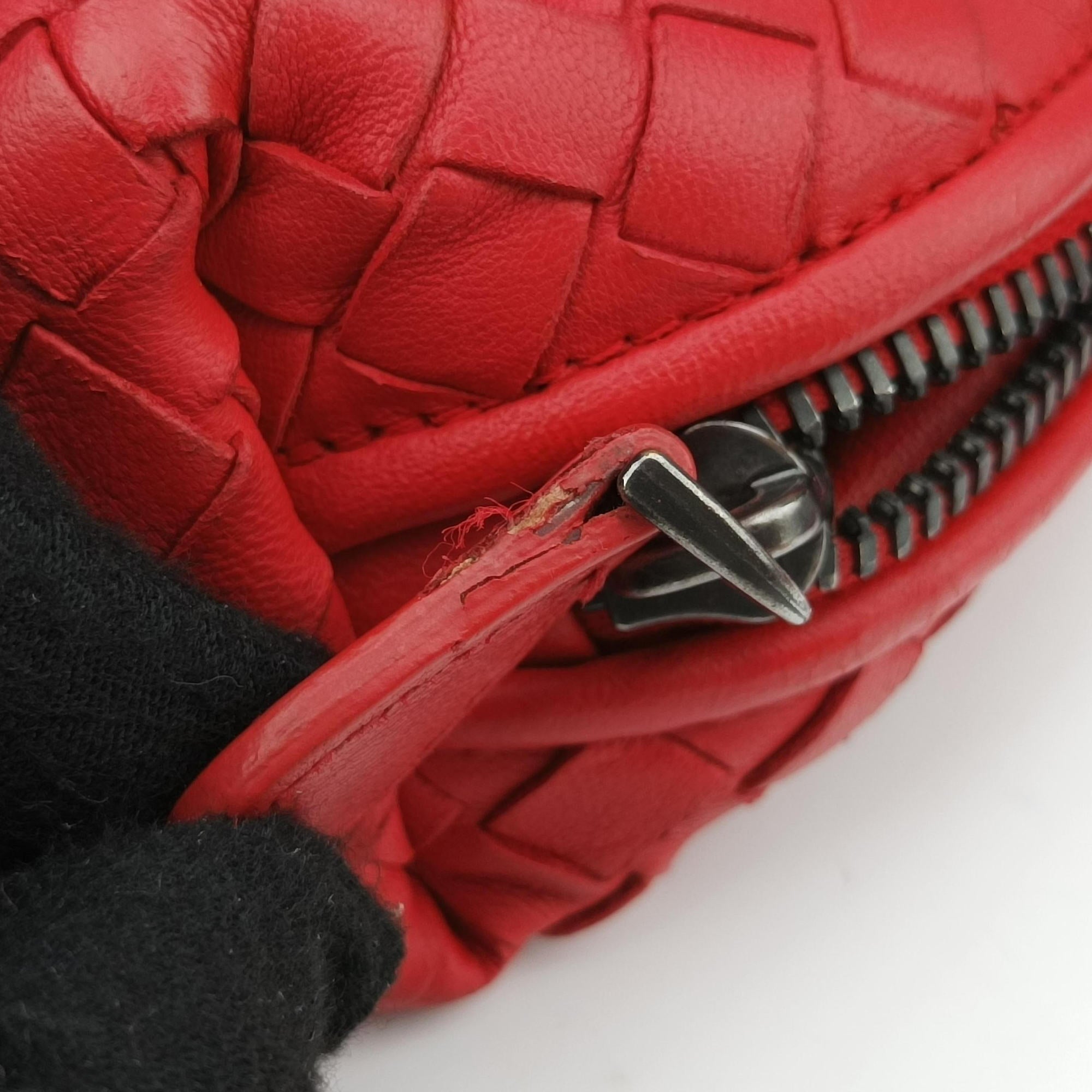 Pre-owned Bottega Veneta NODINI Intrecciato Red lambskin  shoulderbag | stylenewstar