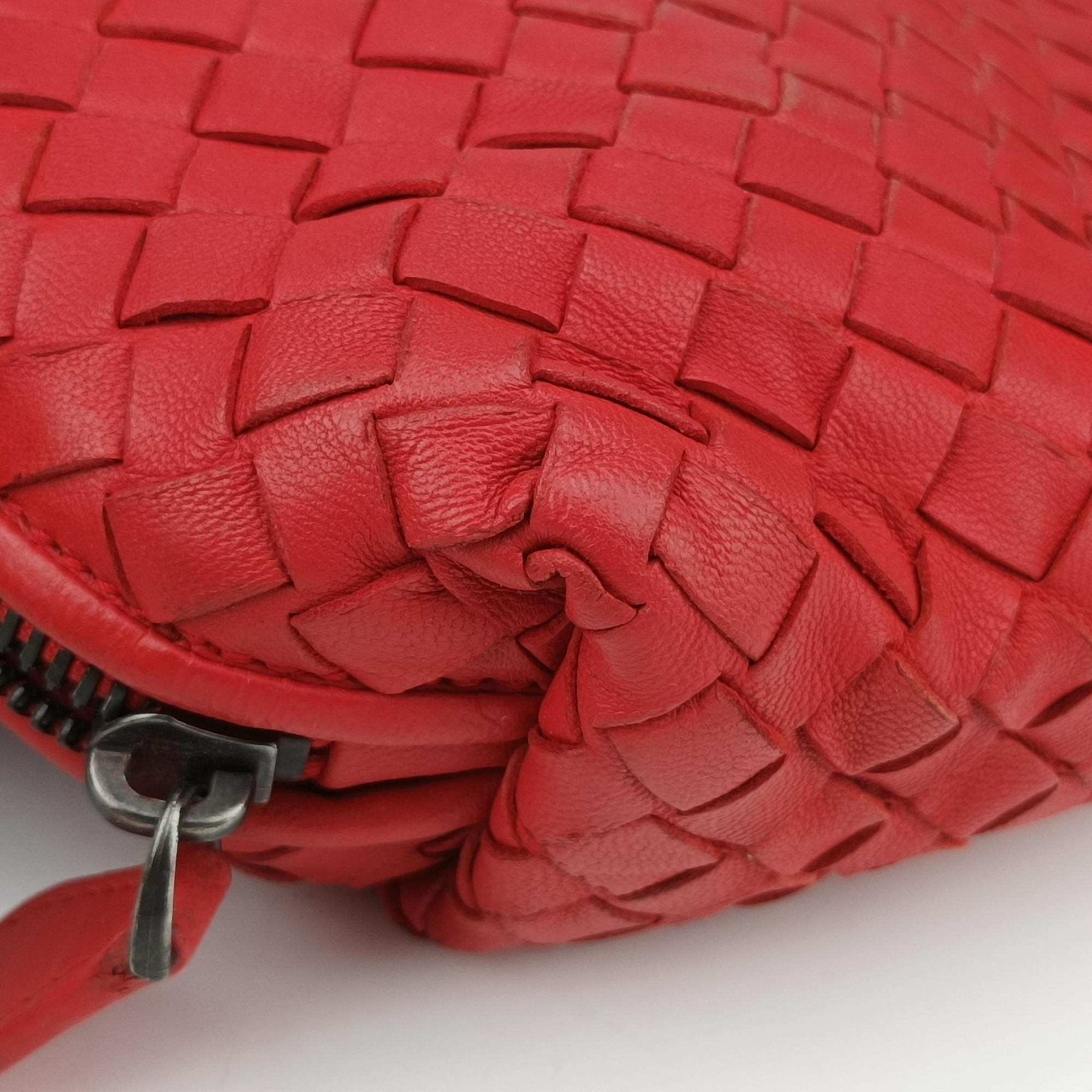 Pre-owned Bottega Veneta NODINI Intrecciato Red lambskin  shoulderbag | stylenewstar