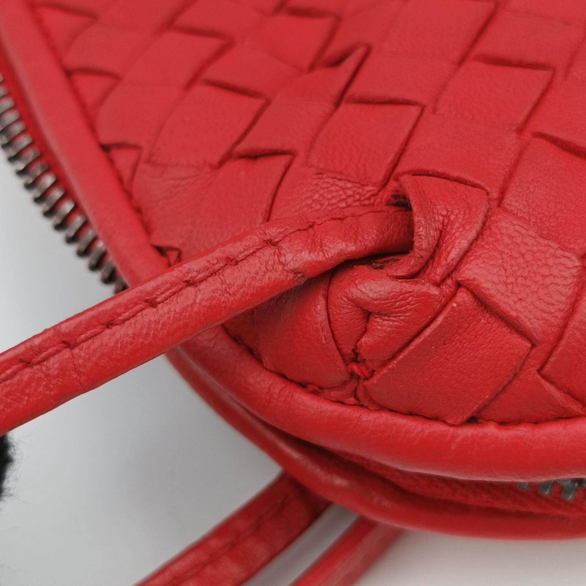 Pre-owned Bottega Veneta NODINI Intrecciato Red lambskin  shoulderbag | stylenewstar