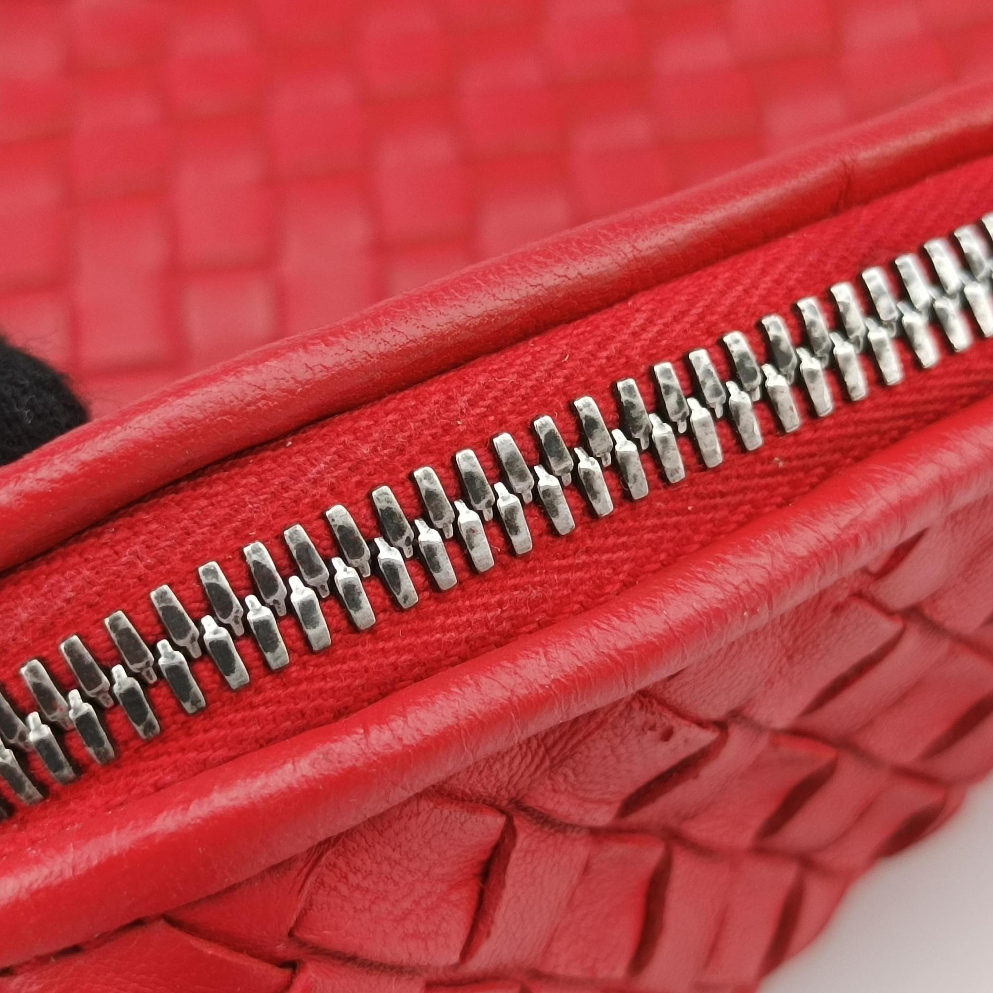 Pre-owned Bottega Veneta NODINI Intrecciato Red lambskin  shoulderbag | stylenewstar