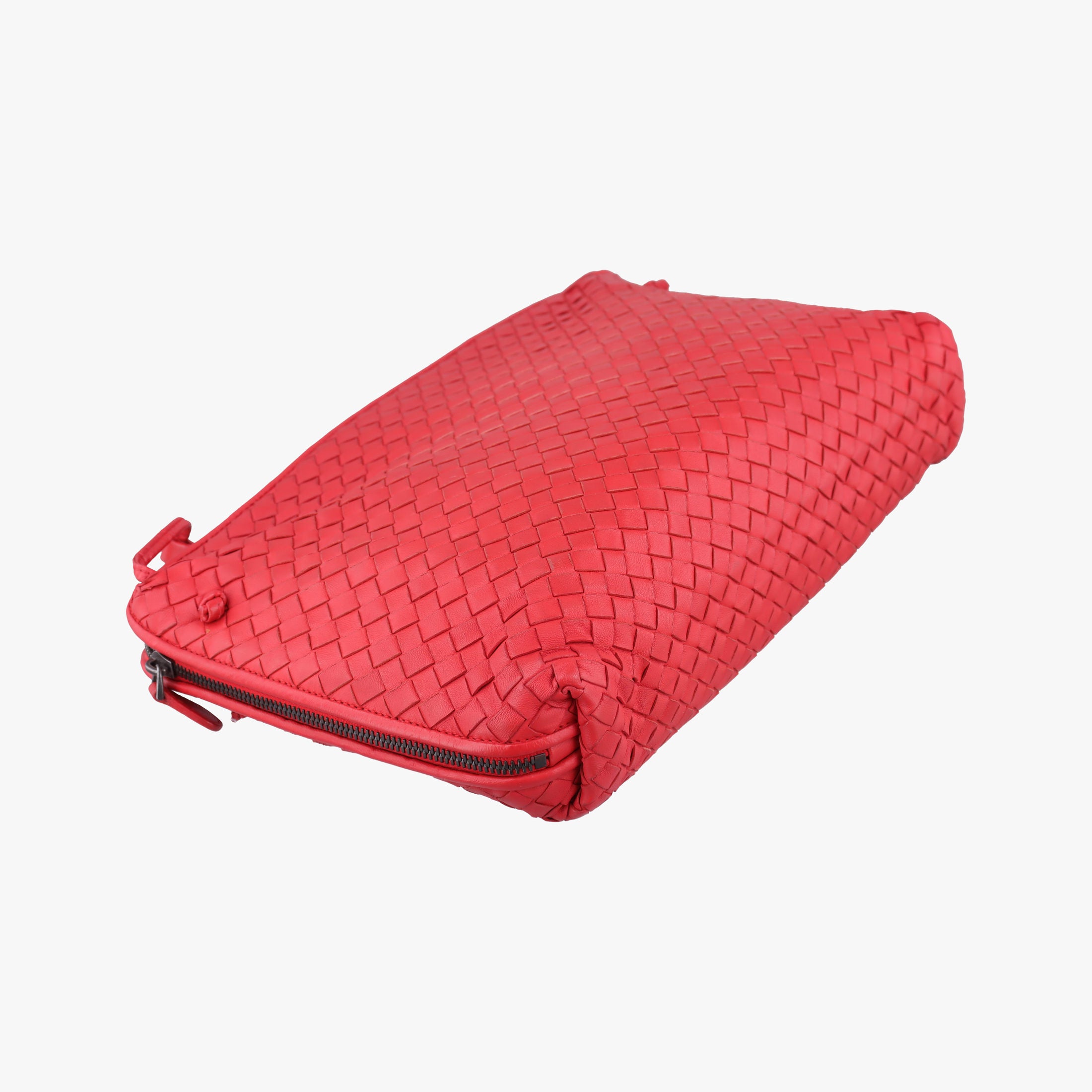 Pre-owned Bottega Veneta NODINI Intrecciato Red lambskin  shoulderbag | stylenewstar