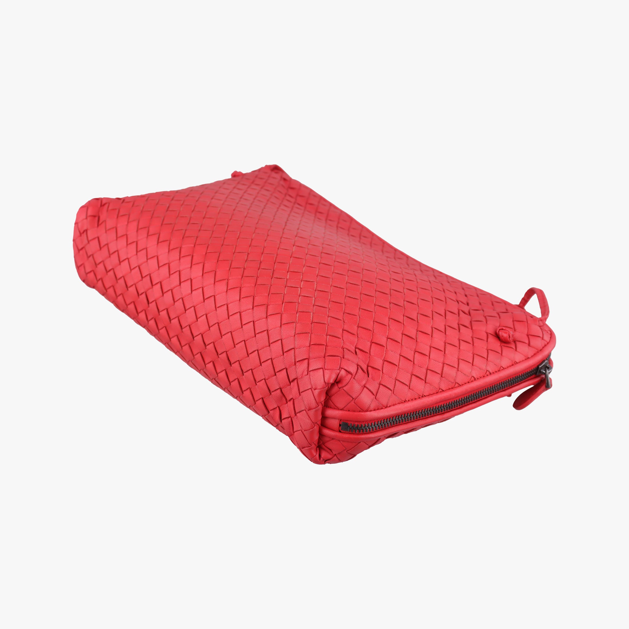 Pre-owned Bottega Veneta NODINI Intrecciato Red lambskin  shoulderbag | stylenewstar
