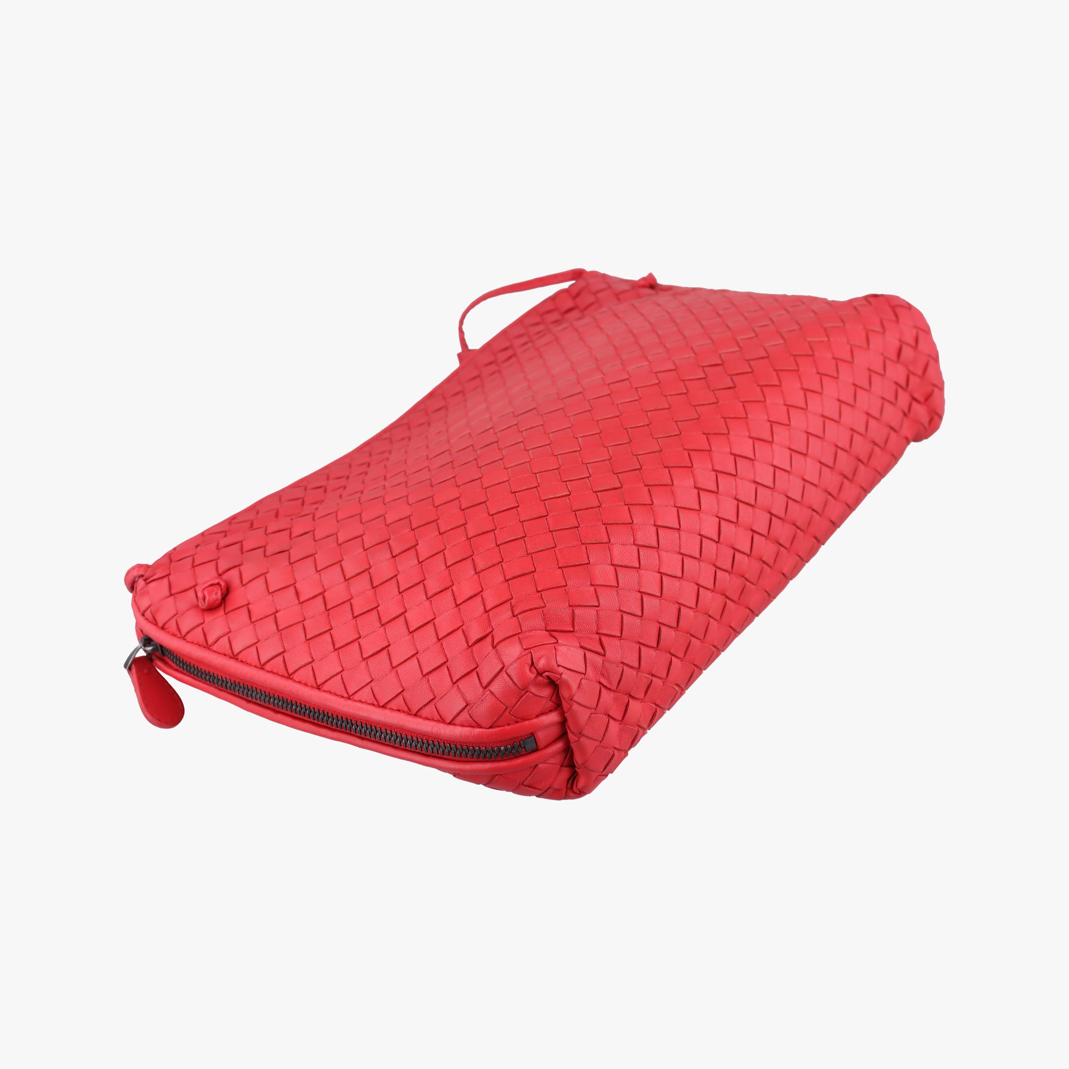 Pre-owned Bottega Veneta NODINI Intrecciato Red lambskin  shoulderbag | stylenewstar