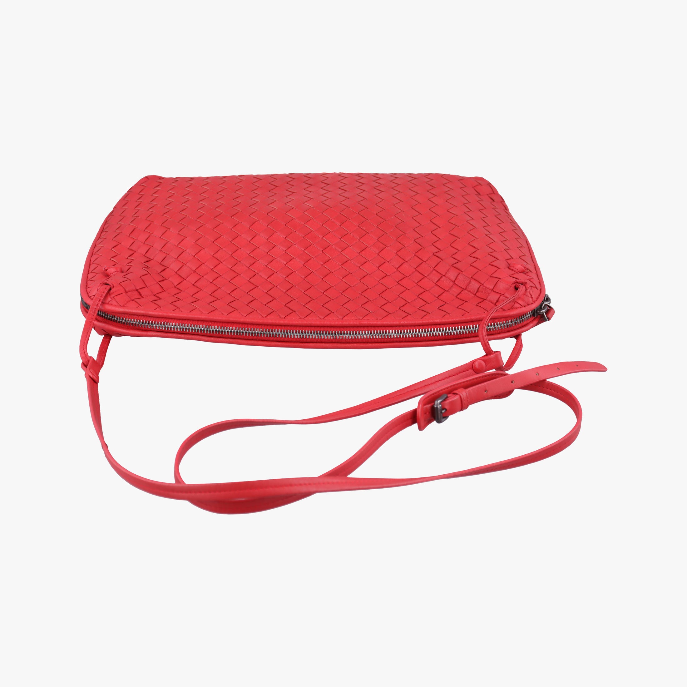 Pre-owned Bottega Veneta NODINI Intrecciato Red lambskin  shoulderbag | stylenewstar