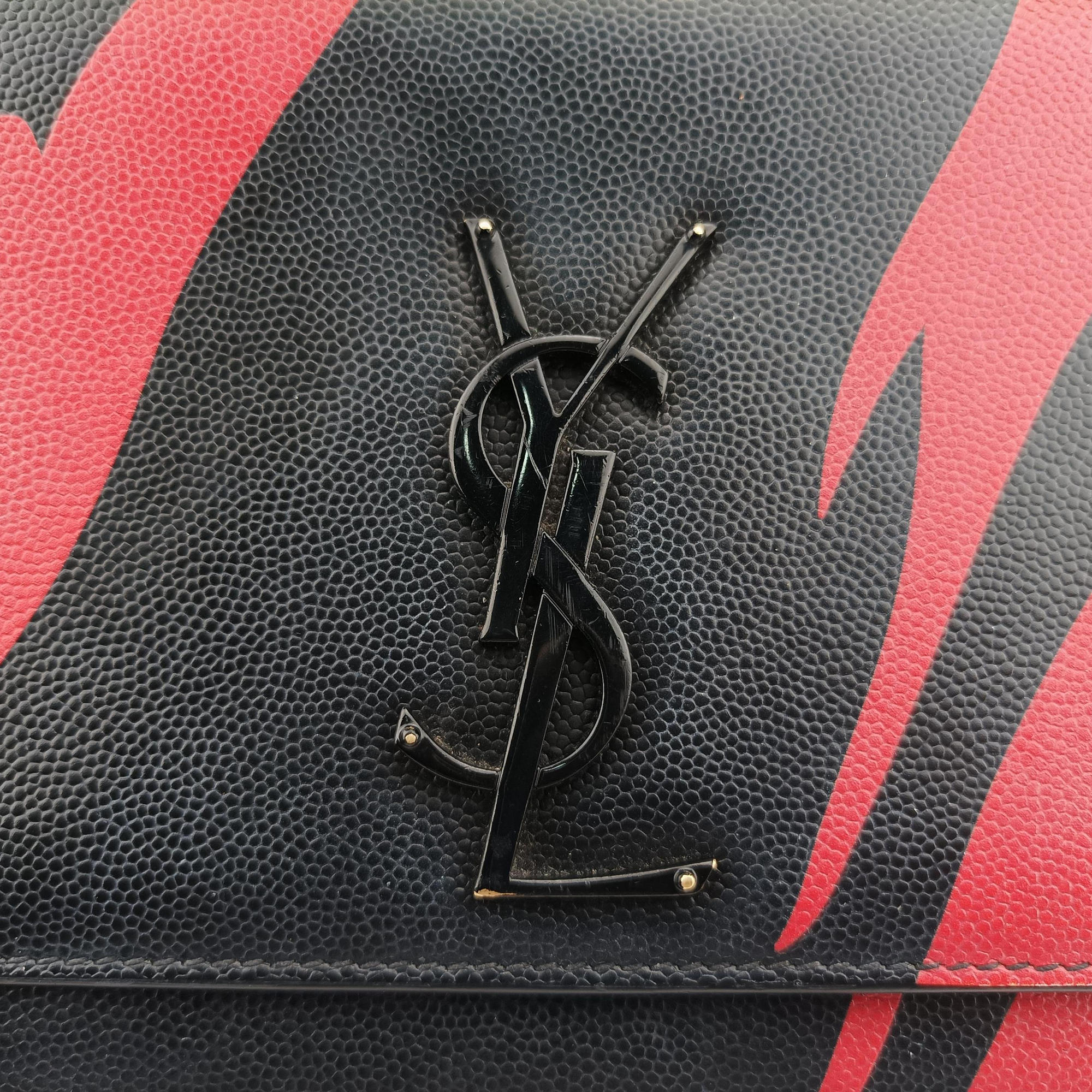 Vintage Yves Saint Laurent KATE Black×red Caviar Leather 364021 shoulderbag | stylenewstar