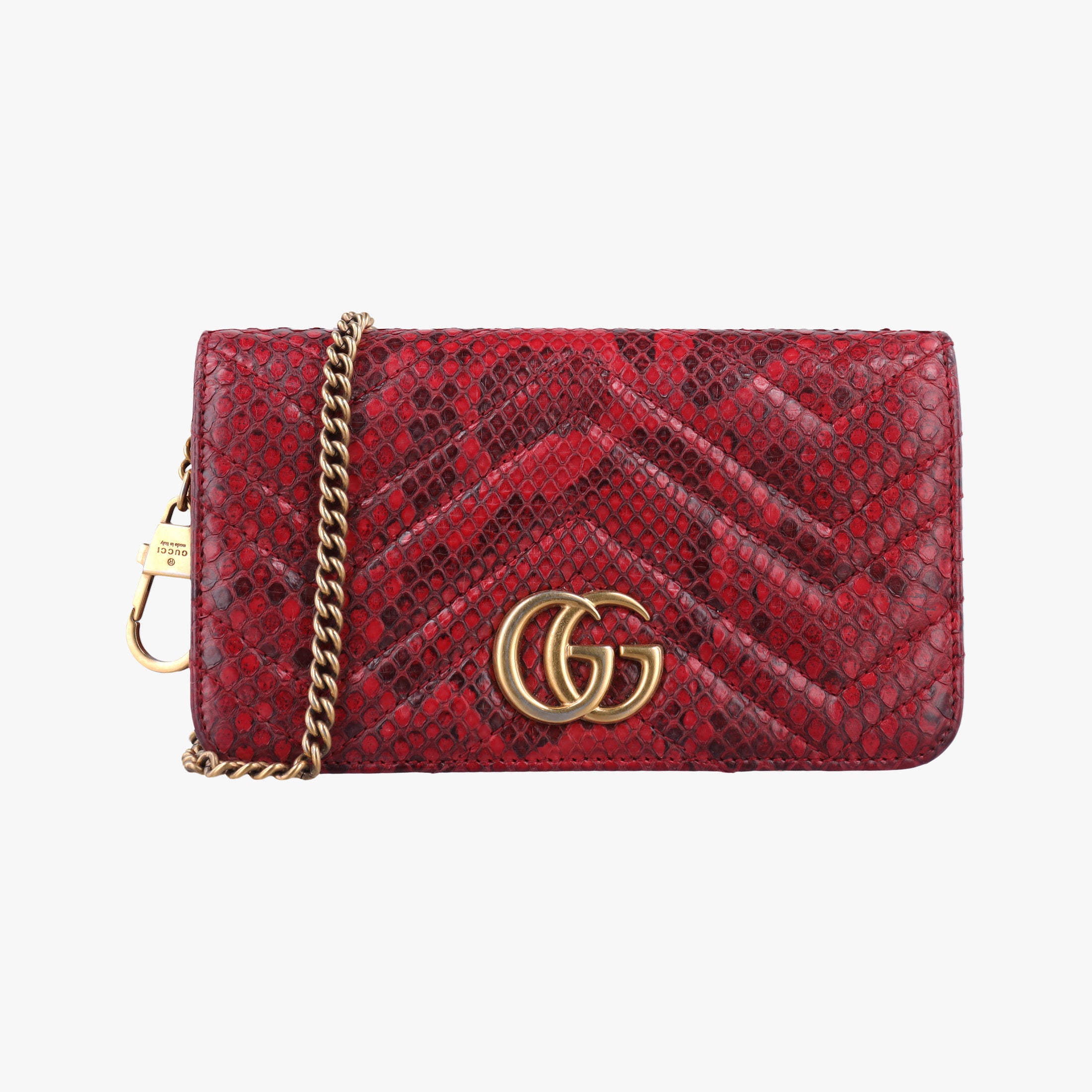 Secondhand Gucci GG Marmont Red snakeskin 488426 shoulderbag | stylenewstar
