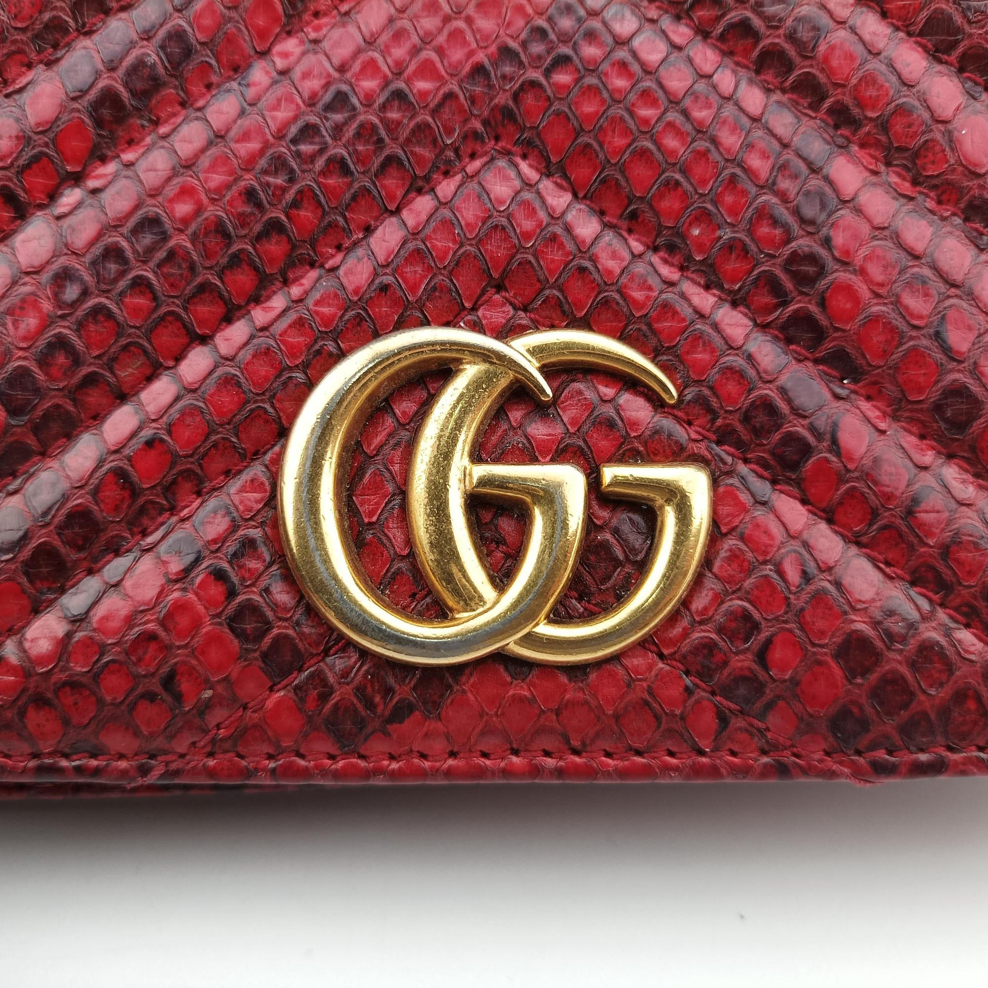 Secondhand Gucci GG Marmont Red snakeskin 488426 shoulderbag | stylenewstar