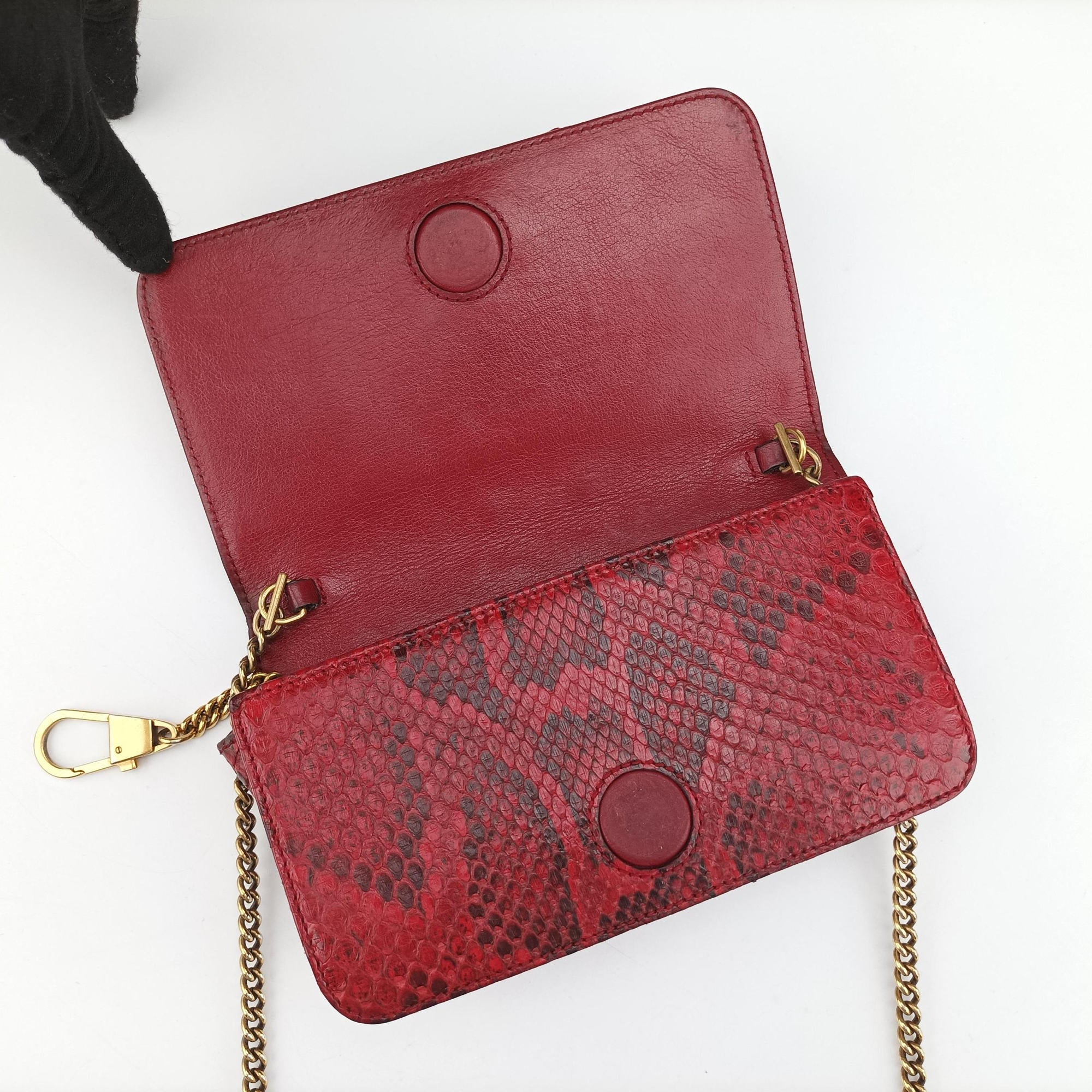 Secondhand Gucci GG Marmont Red snakeskin 488426 shoulderbag | stylenewstar