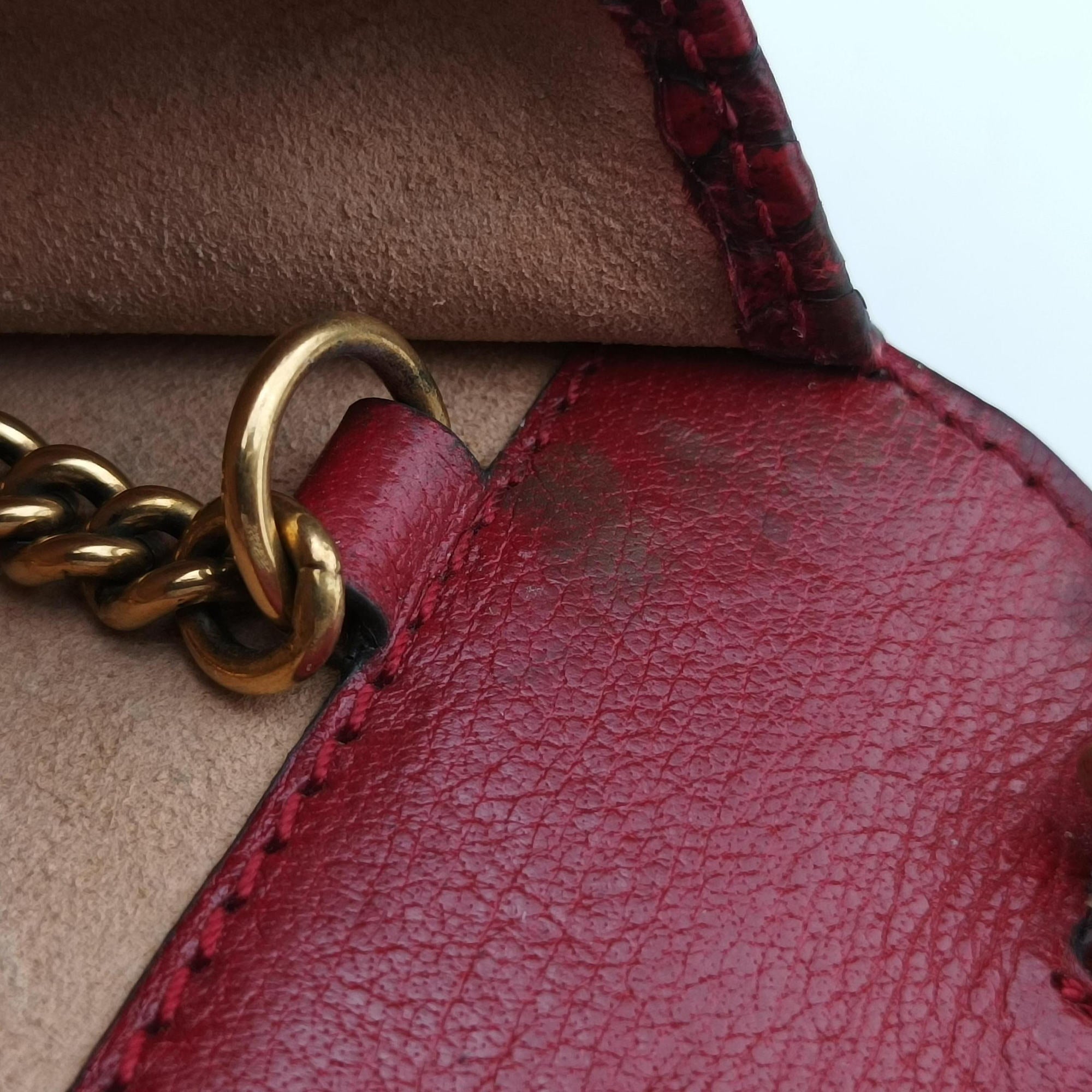 Secondhand Gucci GG Marmont Red snakeskin 488426 shoulderbag | stylenewstar