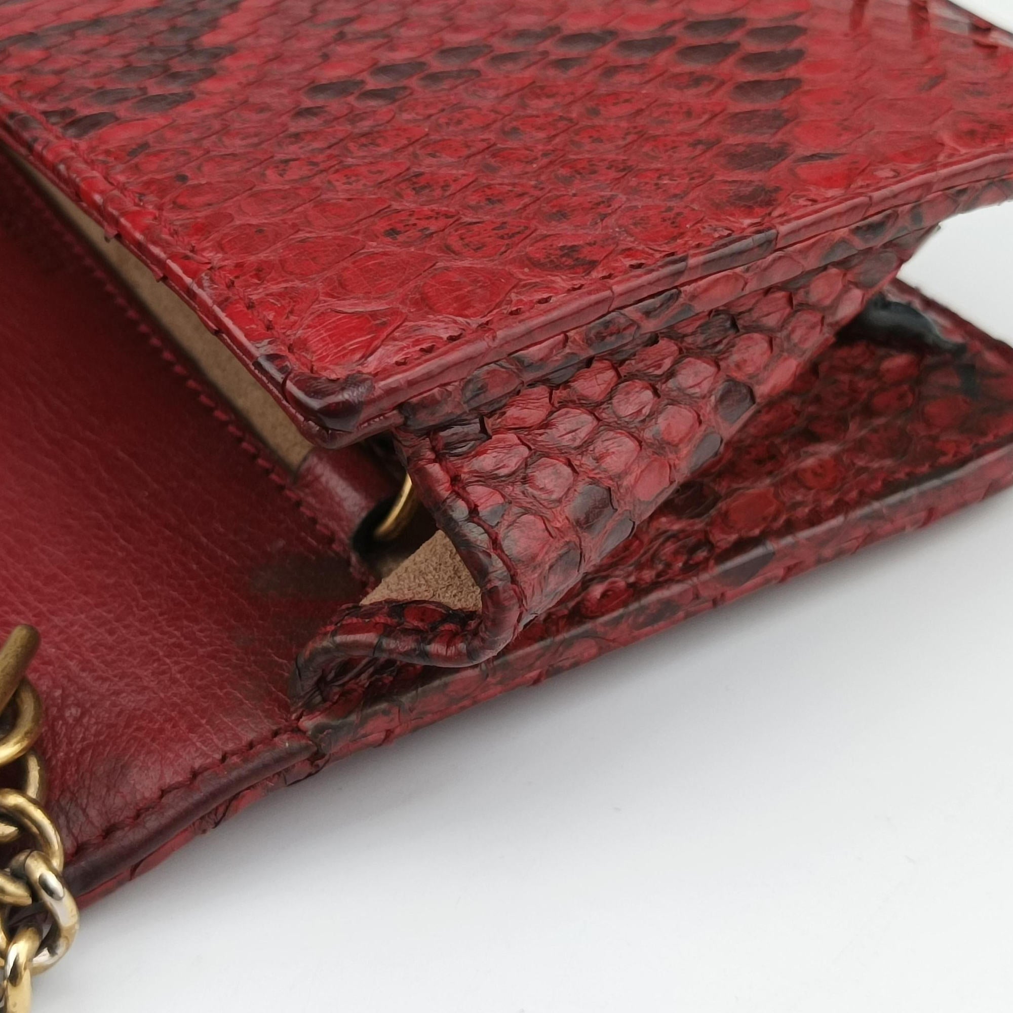 Secondhand Gucci GG Marmont Red snakeskin 488426 shoulderbag | stylenewstar