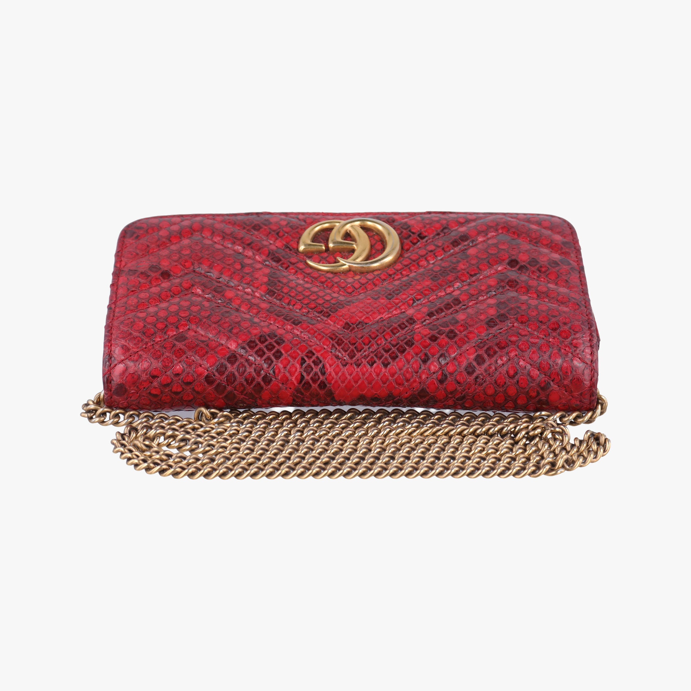 Secondhand Gucci GG Marmont Red snakeskin 488426 shoulderbag | stylenewstar