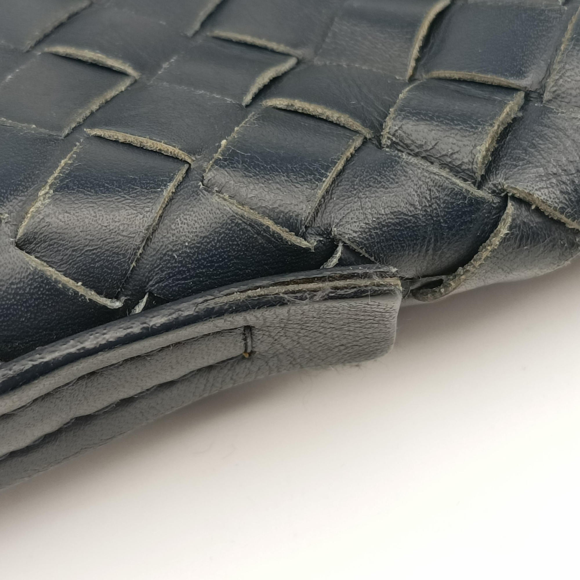 Pre-owned Bottega Veneta Intrecciato Navy lambskin  shoulderbag | stylenewstar