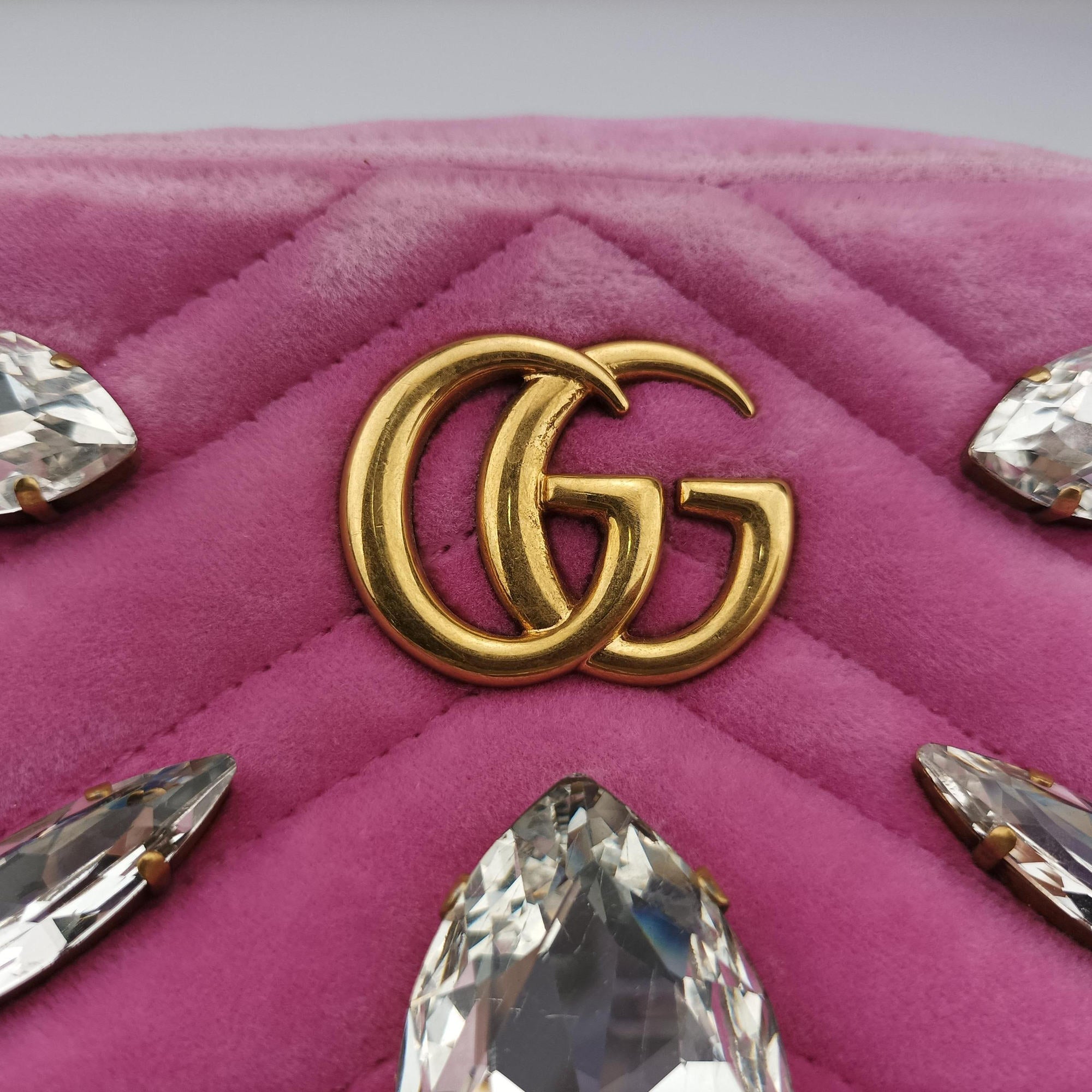 Vintage Gucci GG Marmont Pink velour 448065 shoulderbag | stylenewstar