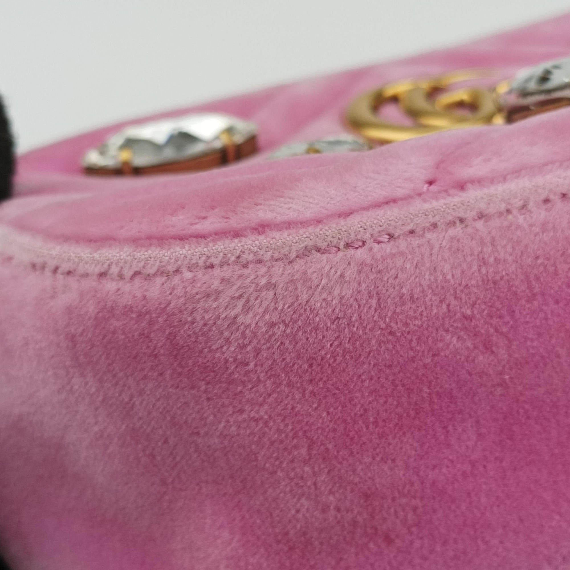 Vintage Gucci GG Marmont Pink velour 448065 shoulderbag | stylenewstar