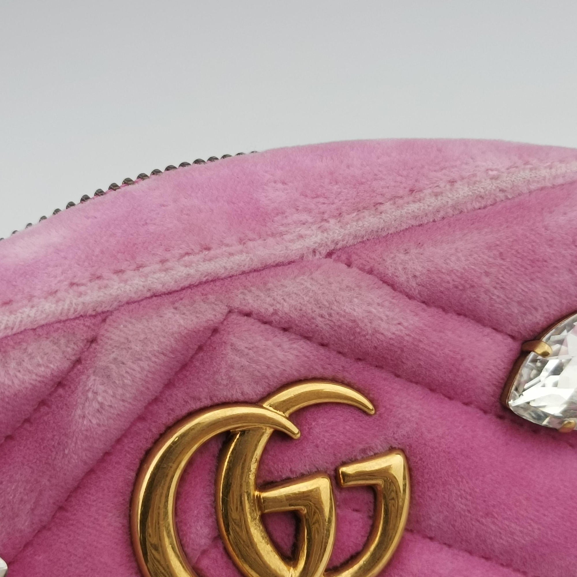 Vintage Gucci GG Marmont Pink velour 448065 shoulderbag | stylenewstar