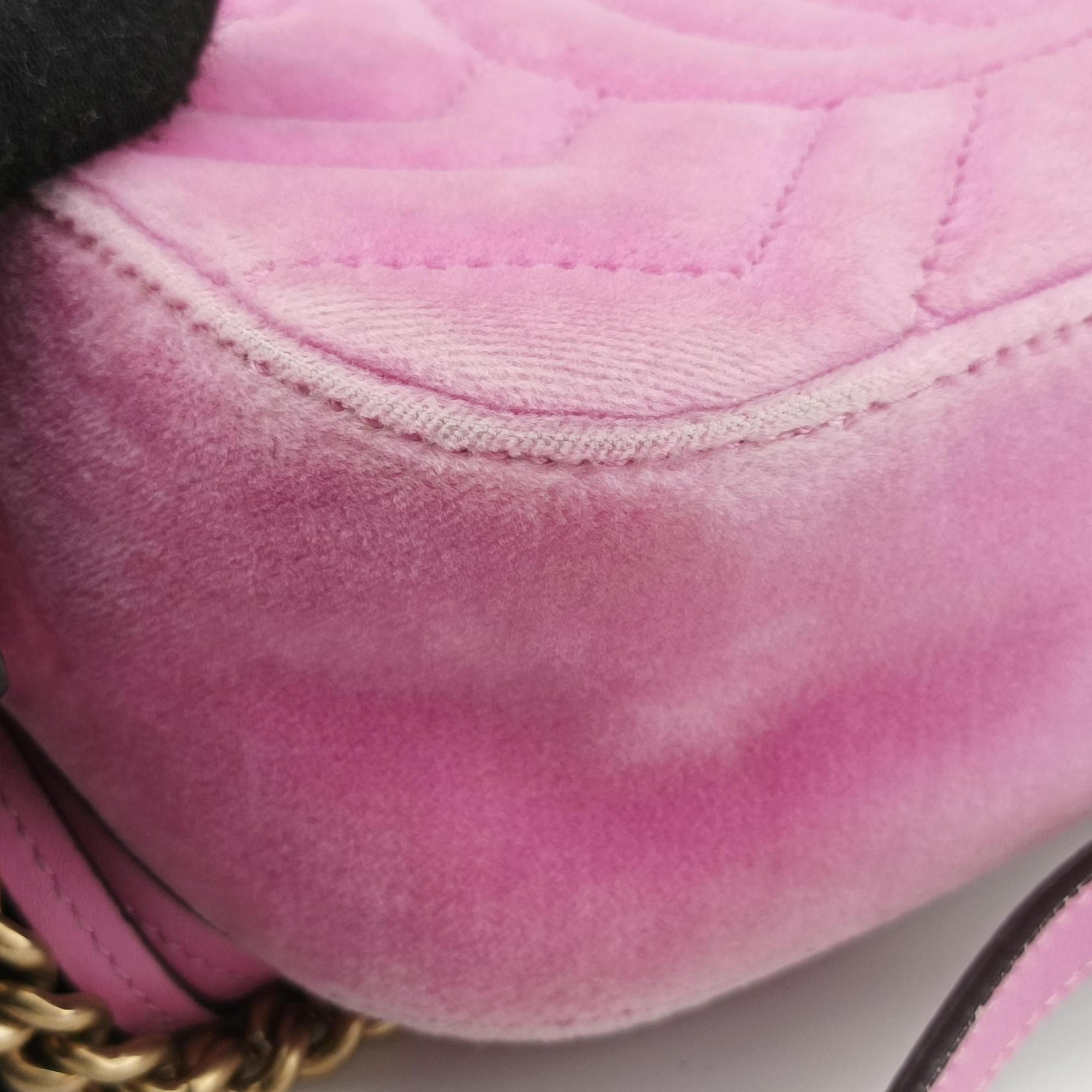 Vintage Gucci GG Marmont Pink velour 448065 shoulderbag | stylenewstar