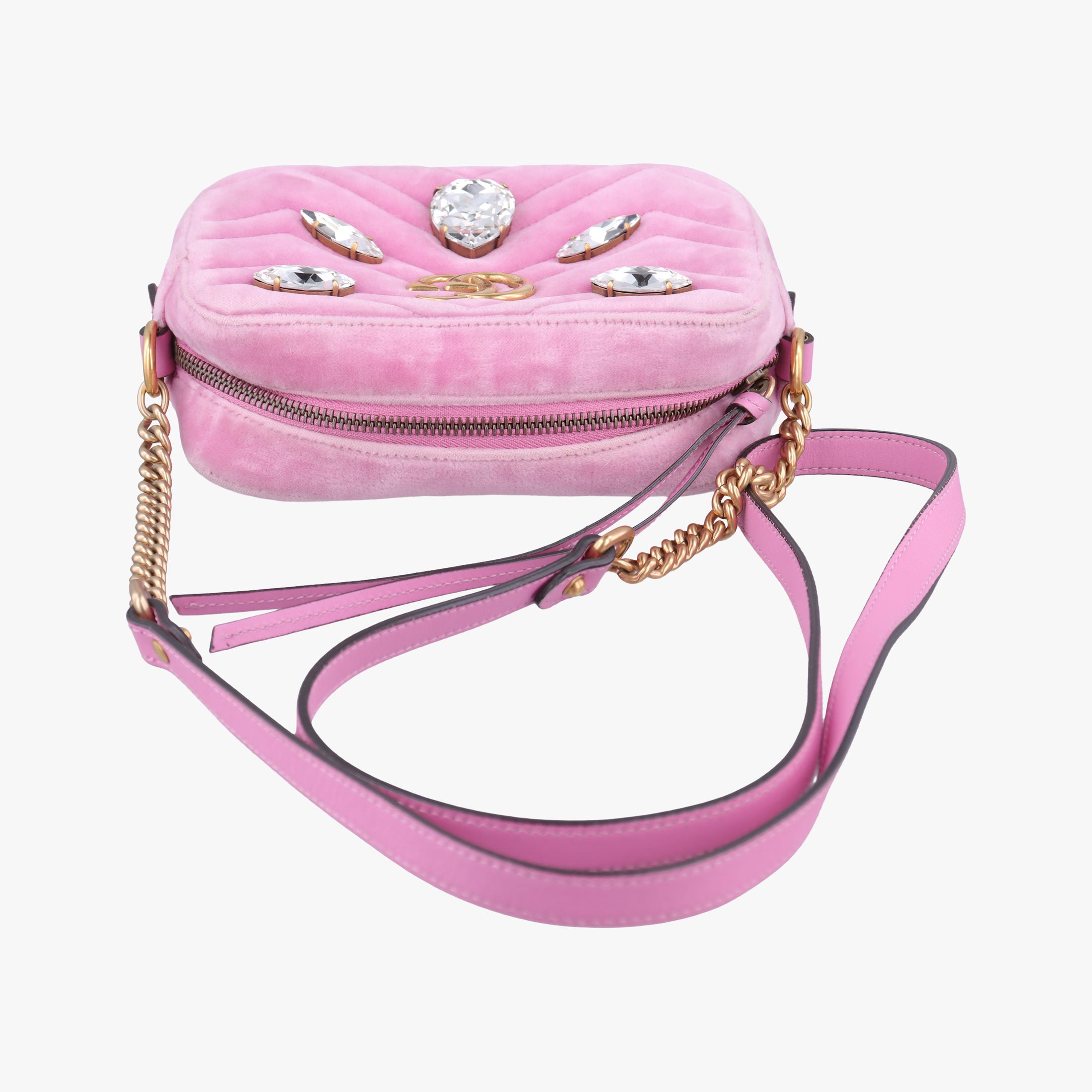 Vintage Gucci GG Marmont Pink velour 448065 shoulderbag | stylenewstar
