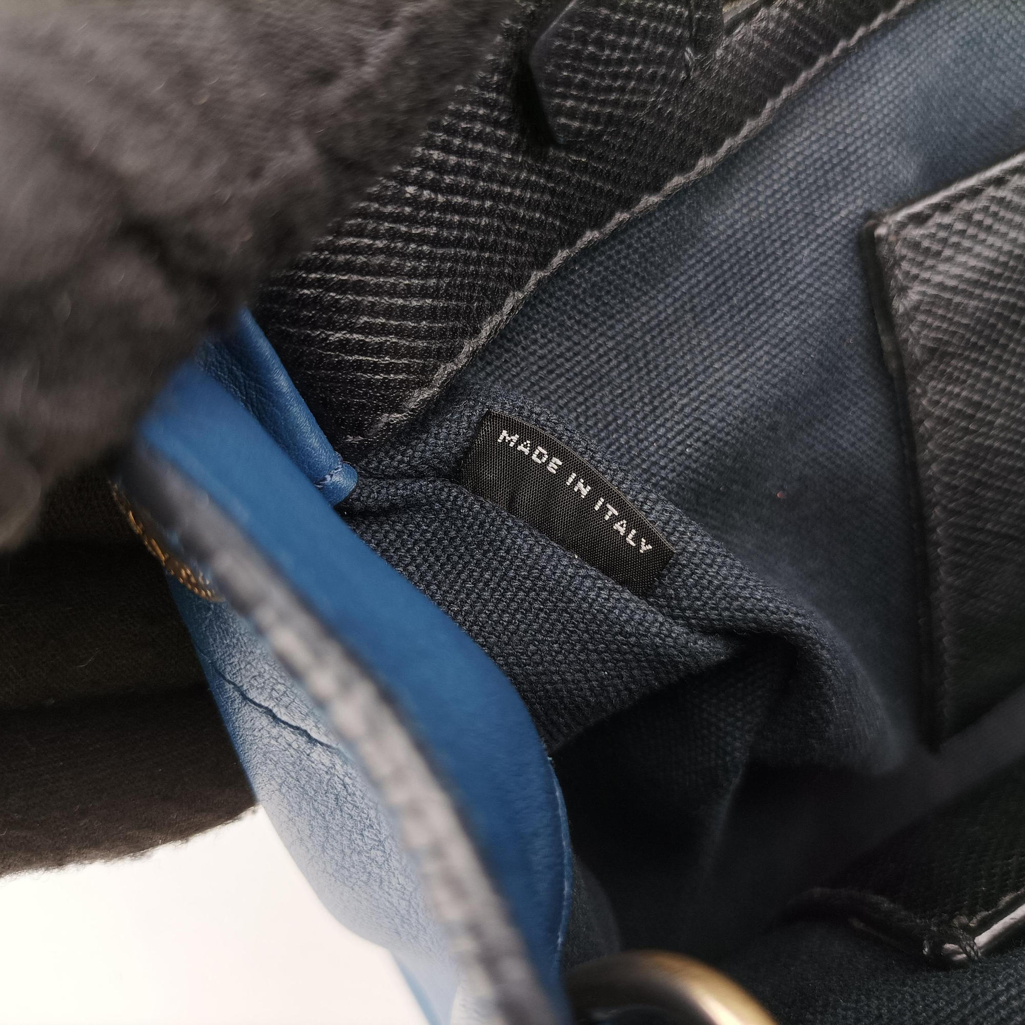 Pre-owned Prada Double Zip Convertible Tote Black×Blue Saffiano Leather×Leather  shoulderbag | stylenewstar