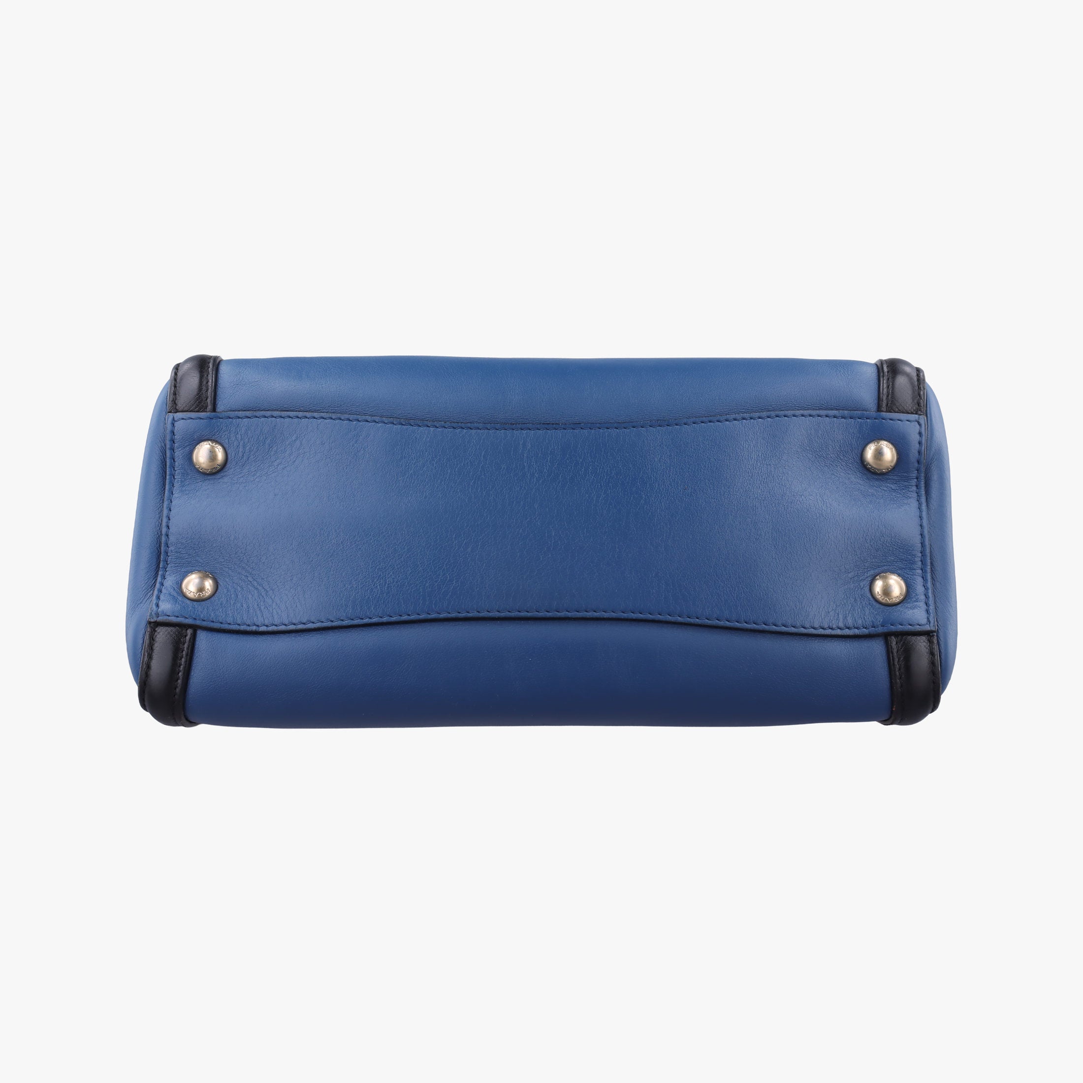 Pre-owned Prada Double Zip Convertible Tote Black×Blue Saffiano Leather×Leather  shoulderbag | stylenewstar