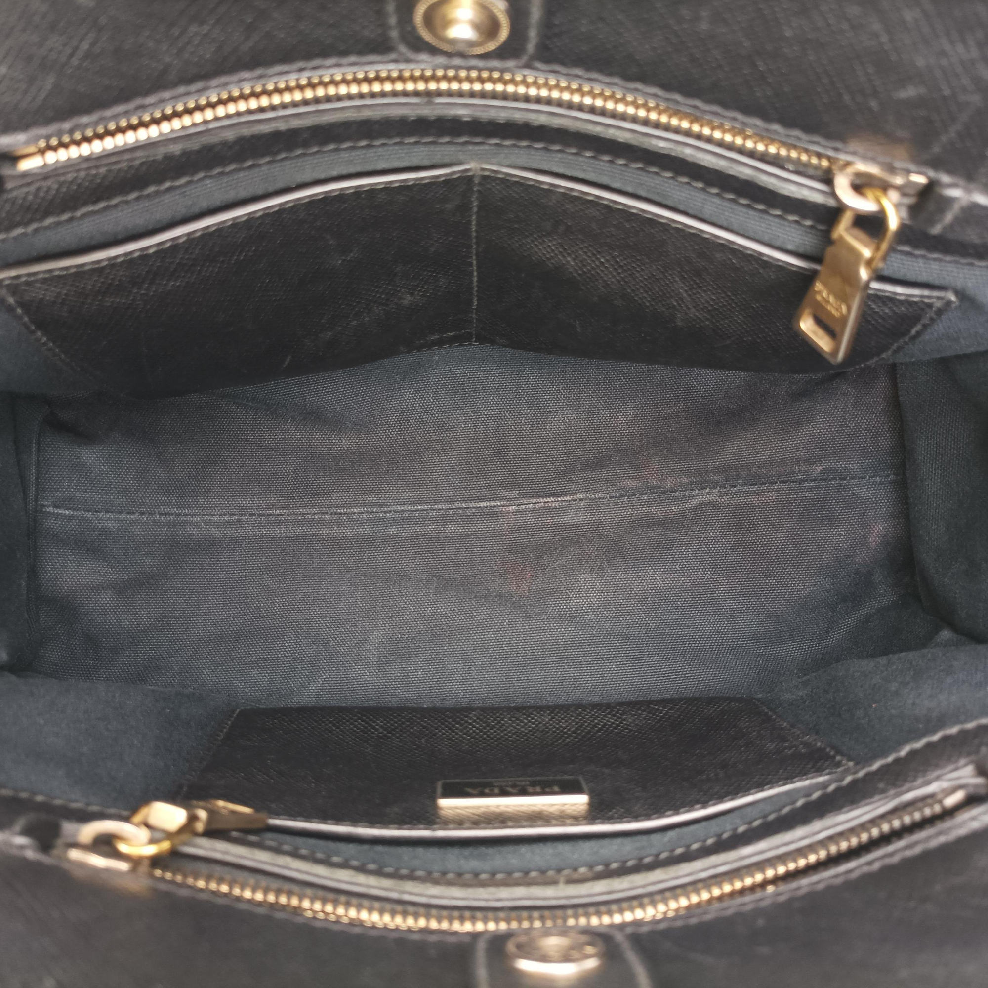 Pre-owned Prada Double Zip Convertible Tote Black×Blue Saffiano Leather×Leather  shoulderbag | stylenewstar