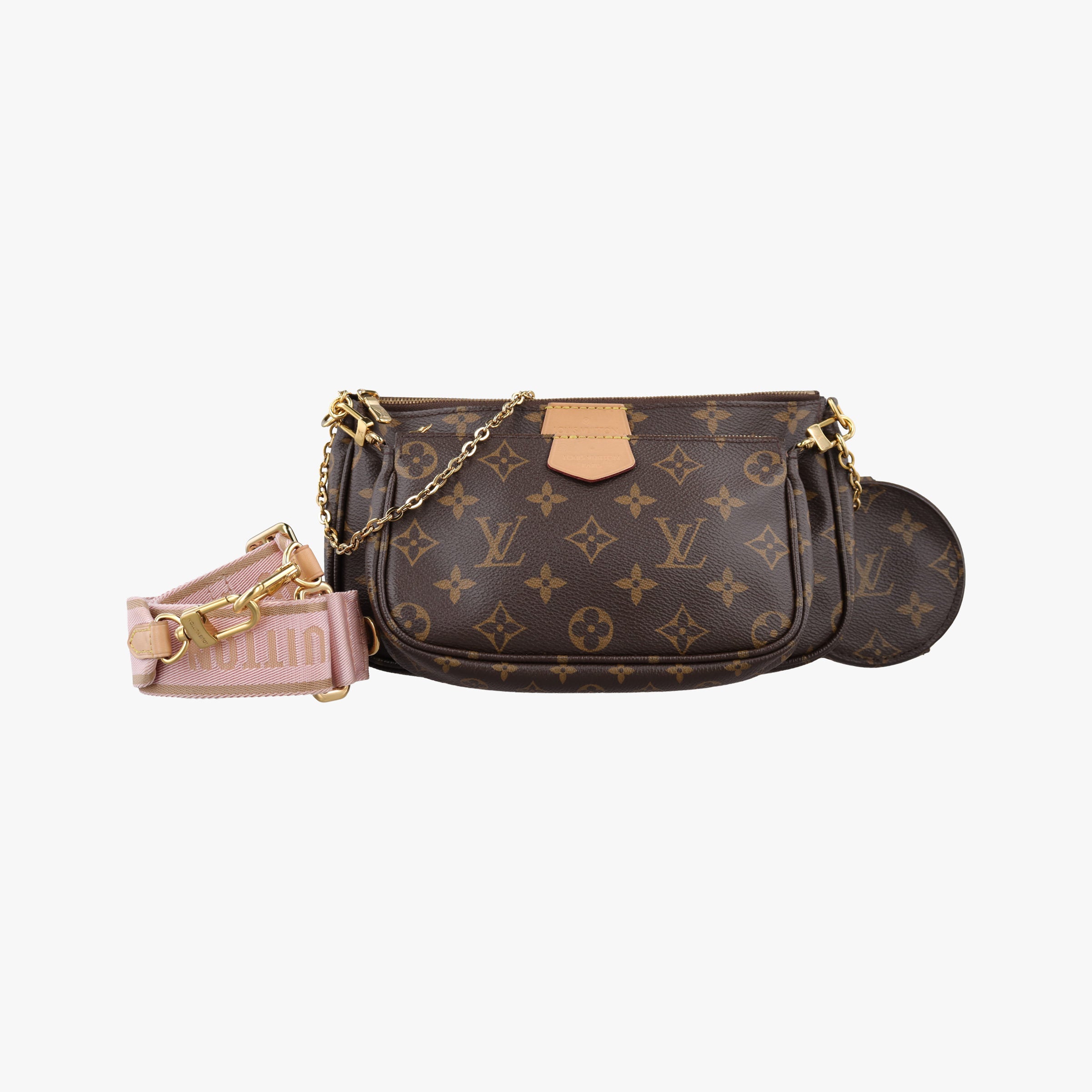 Pre-owned Louis Vuitton MULTI POCHETTE ACCESSOIRES MARRON×ROSE CLAIRE Monogram Canvas M44840 shoulderbag | stylenewstar