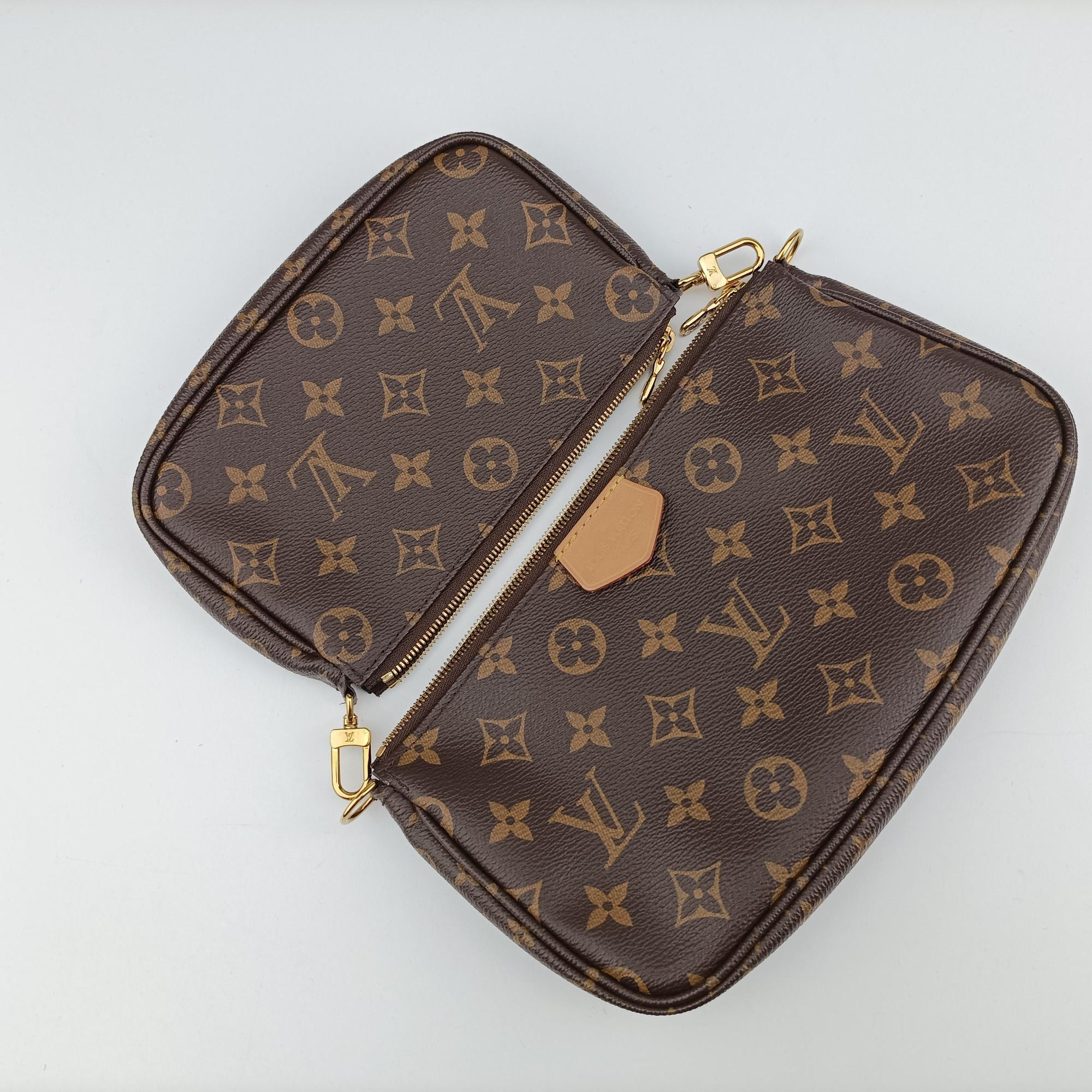 Pre-owned Louis Vuitton MULTI POCHETTE ACCESSOIRES MARRON×ROSE CLAIRE Monogram Canvas M44840 shoulderbag | stylenewstar