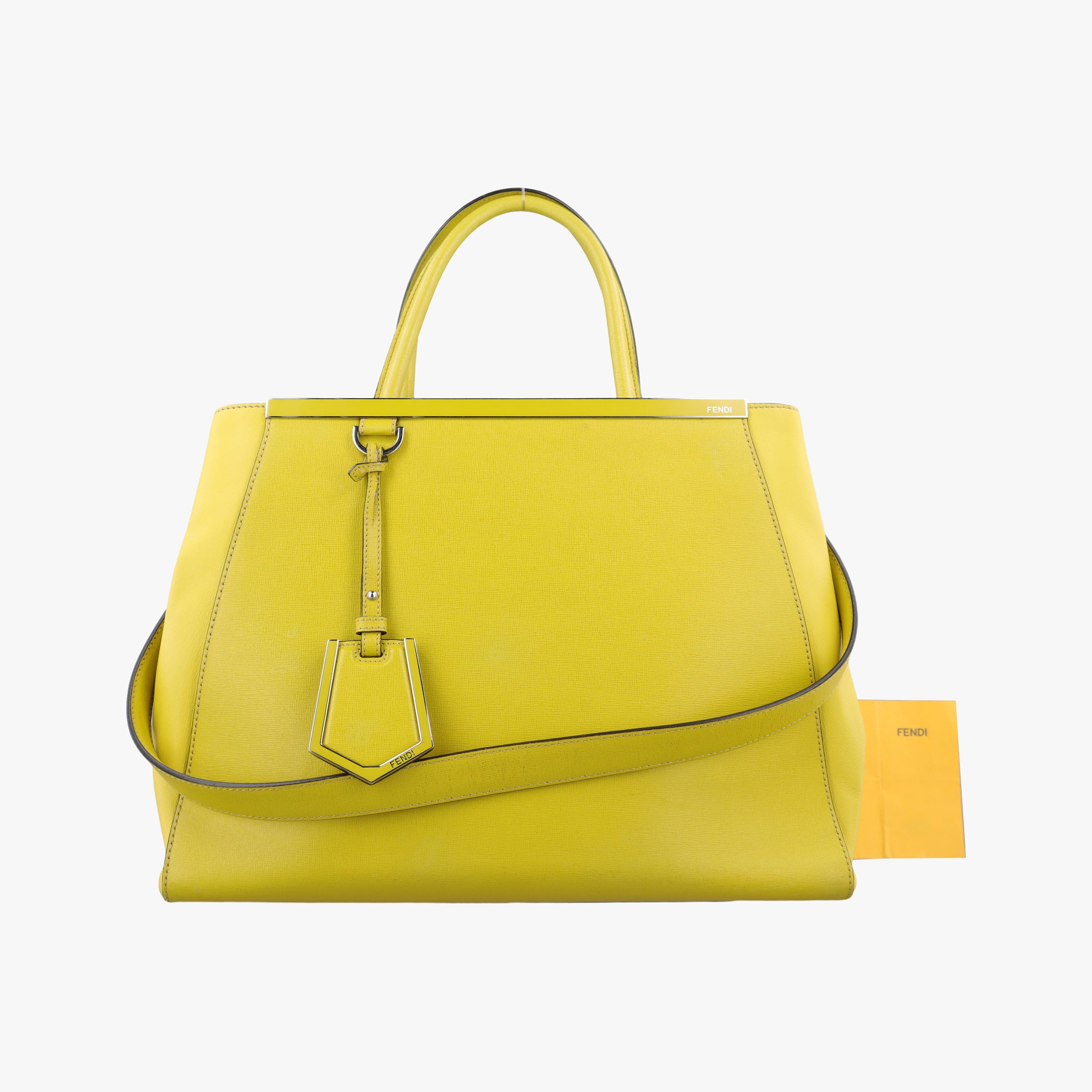 Pre-owned Fendi 2 JOURS Yellow Leather 8BH250 shoulderbag | stylenewstar