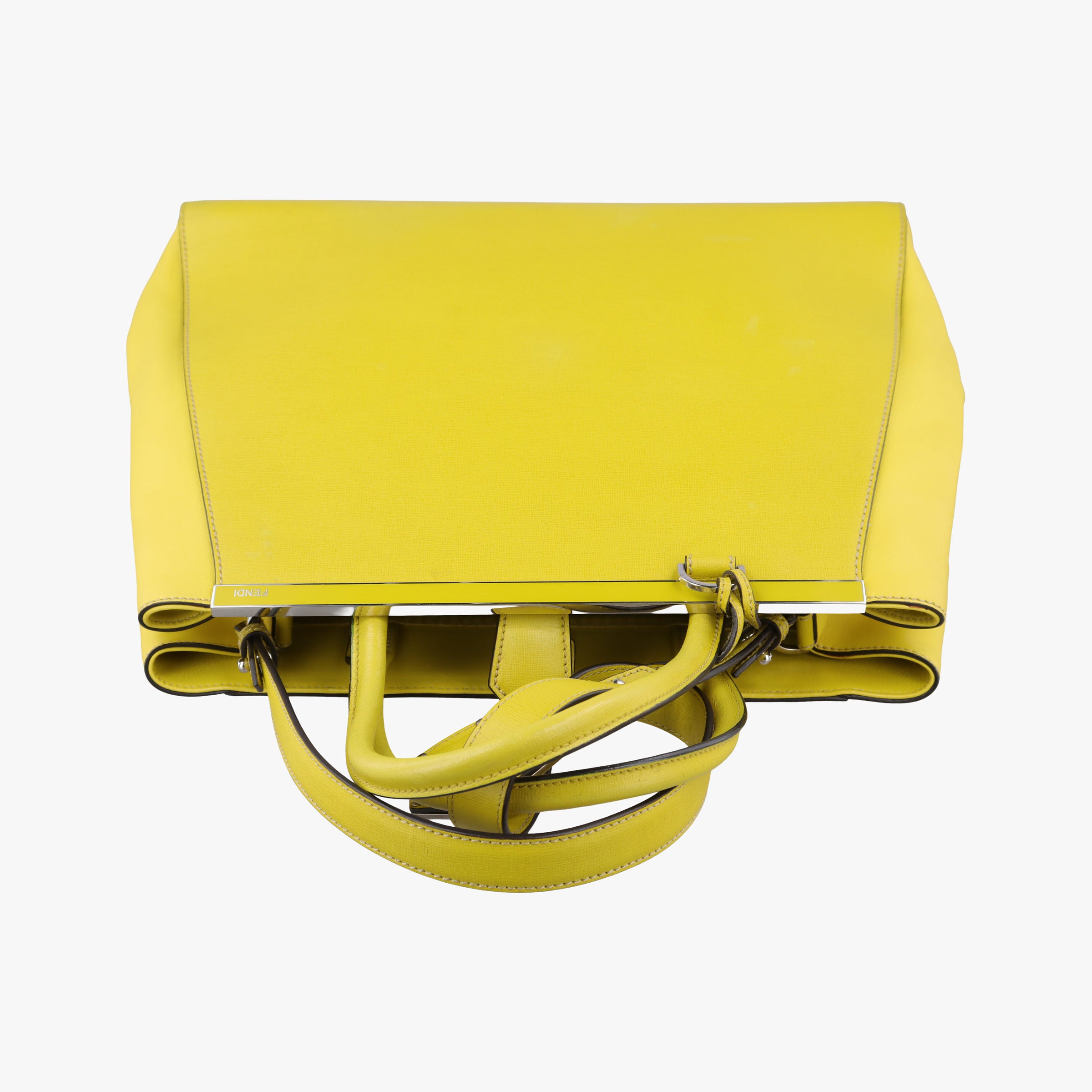 Pre-owned Fendi 2 JOURS Yellow Leather 8BH250 shoulderbag | stylenewstar
