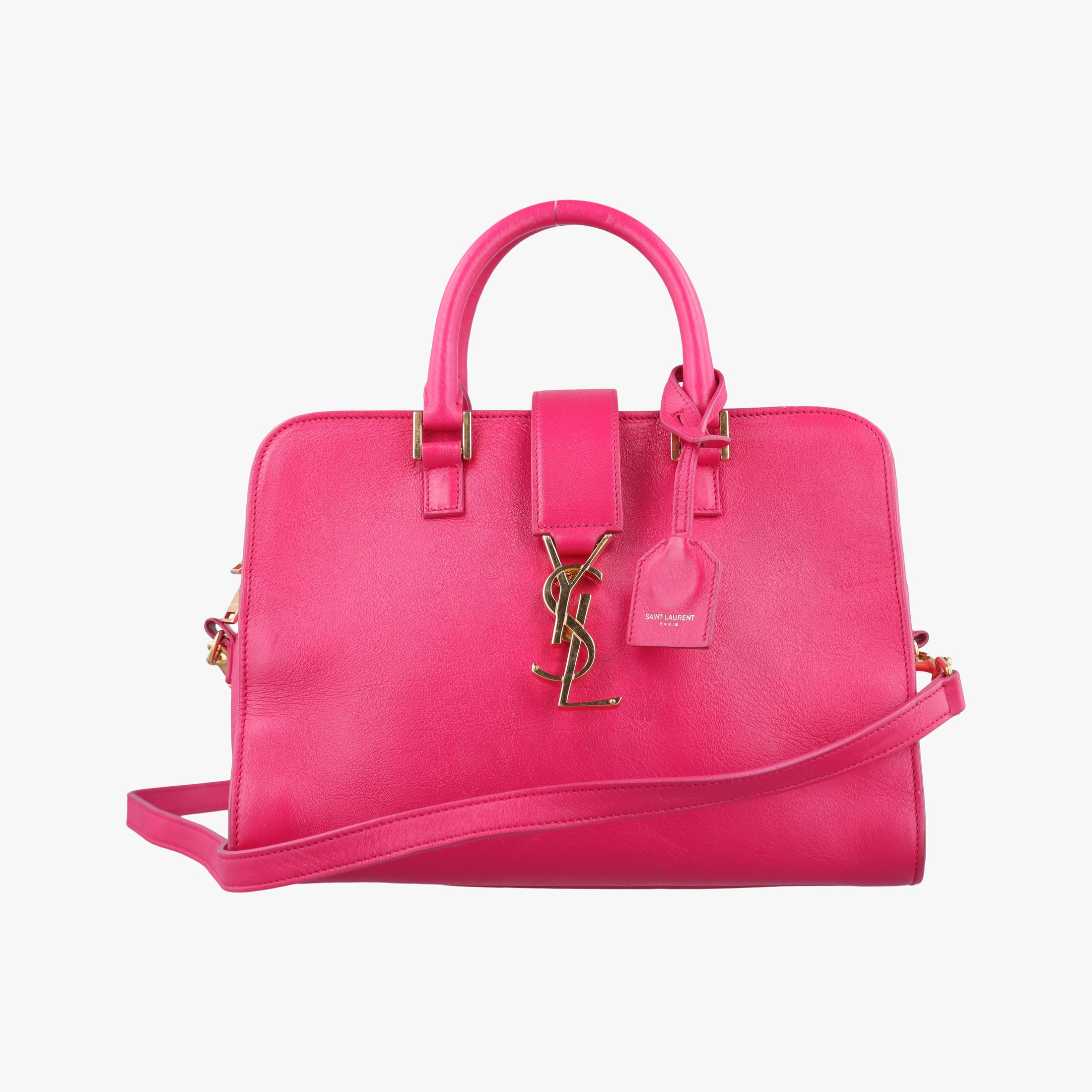 Pre-owned Yves Saint Laurent baby cabas Rose Leather 372087 shoulderbag | stylenewstar