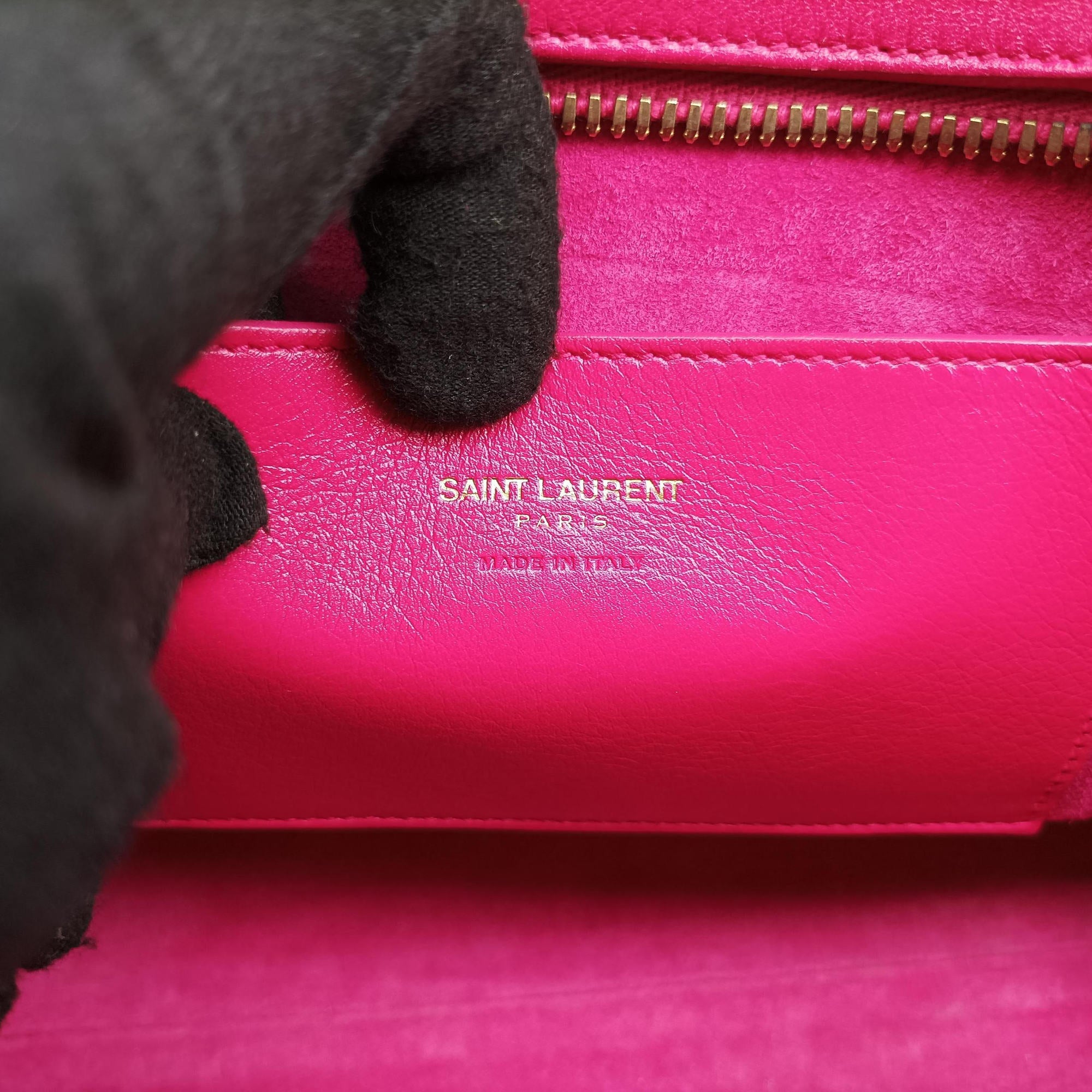 Pre-owned Yves Saint Laurent baby cabas Rose Leather 372087 shoulderbag | stylenewstar