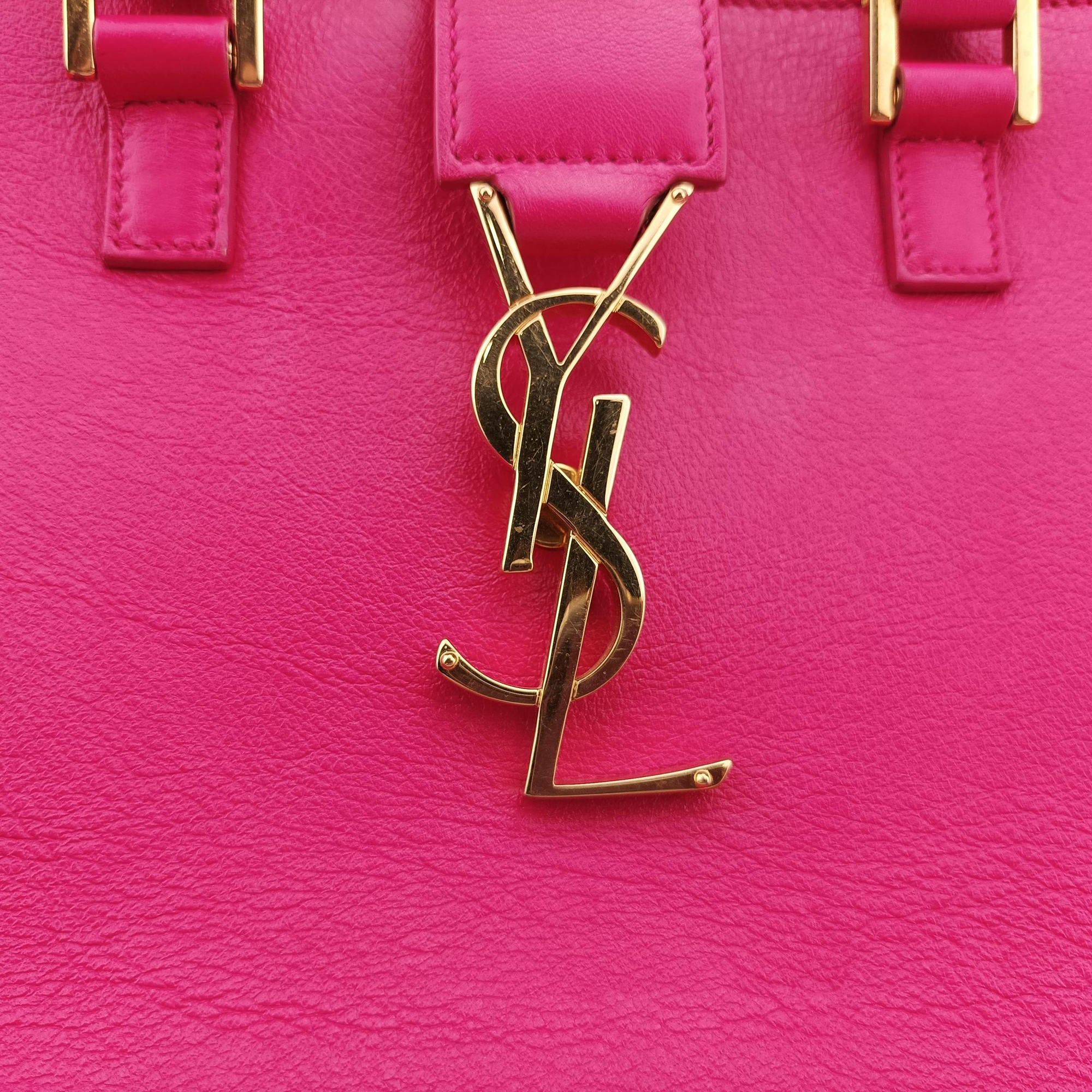 Pre-owned Yves Saint Laurent baby cabas Rose Leather 372087 shoulderbag | stylenewstar