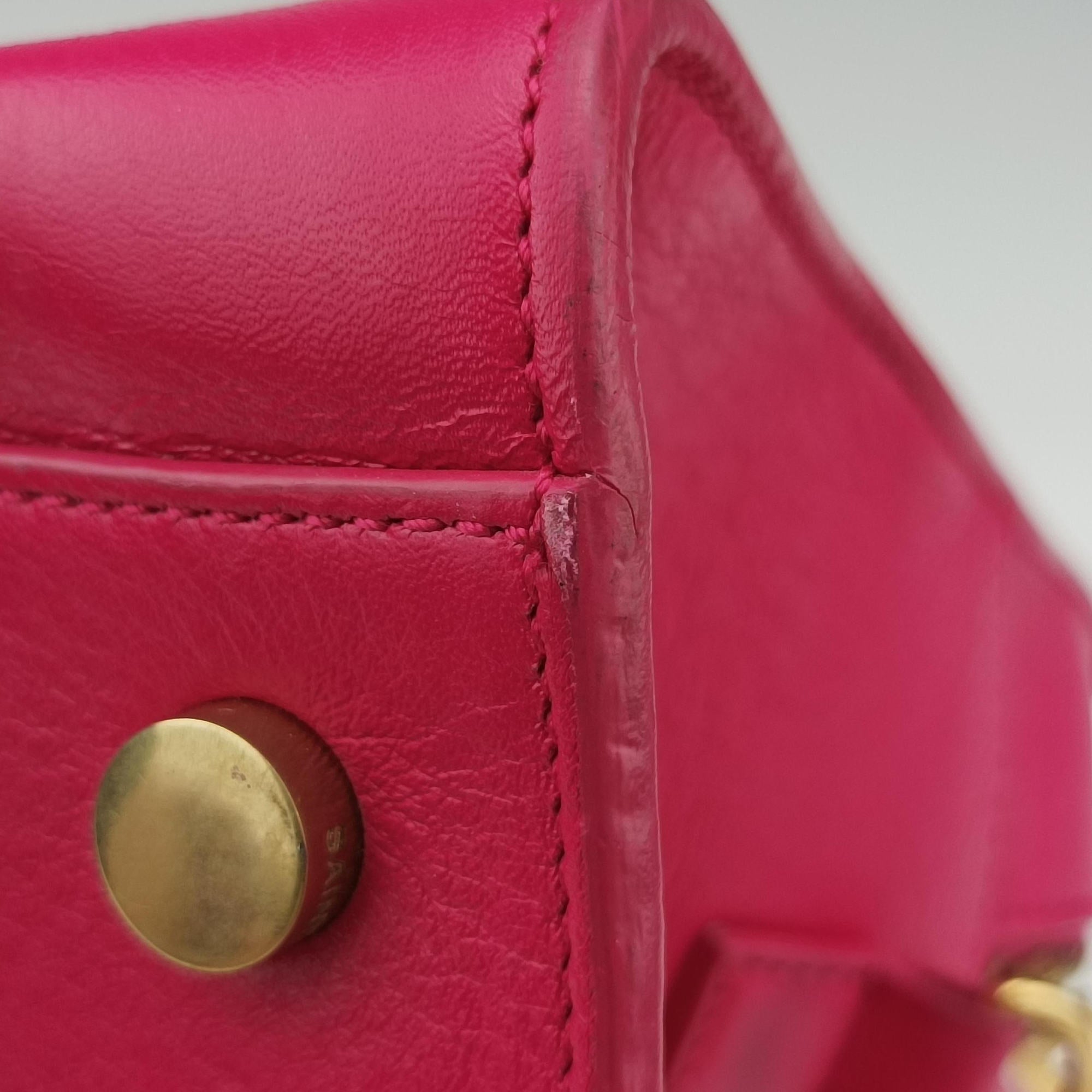 Pre-owned Yves Saint Laurent baby cabas Rose Leather 372087 shoulderbag | stylenewstar
