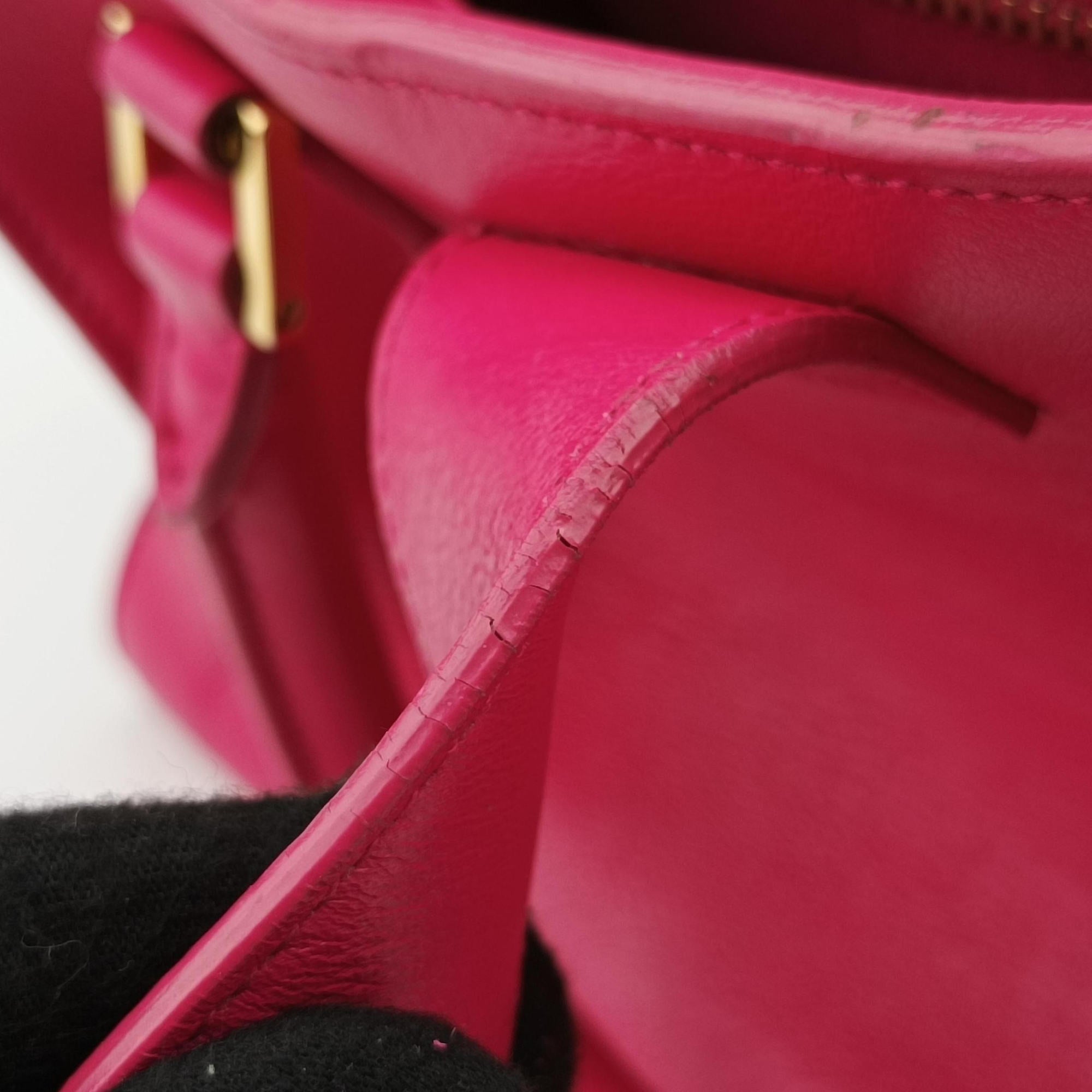 Pre-owned Yves Saint Laurent baby cabas Rose Leather 372087 shoulderbag | stylenewstar