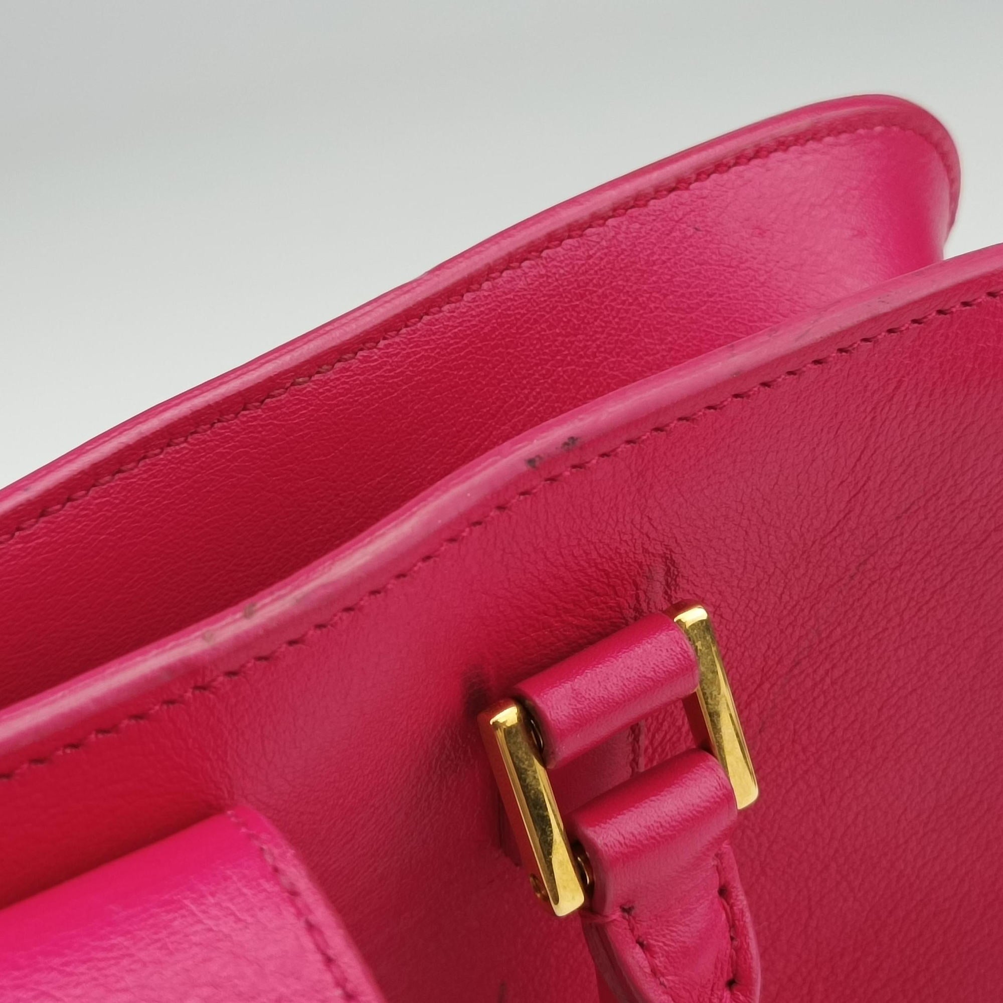 Pre-owned Yves Saint Laurent baby cabas Rose Leather 372087 shoulderbag | stylenewstar