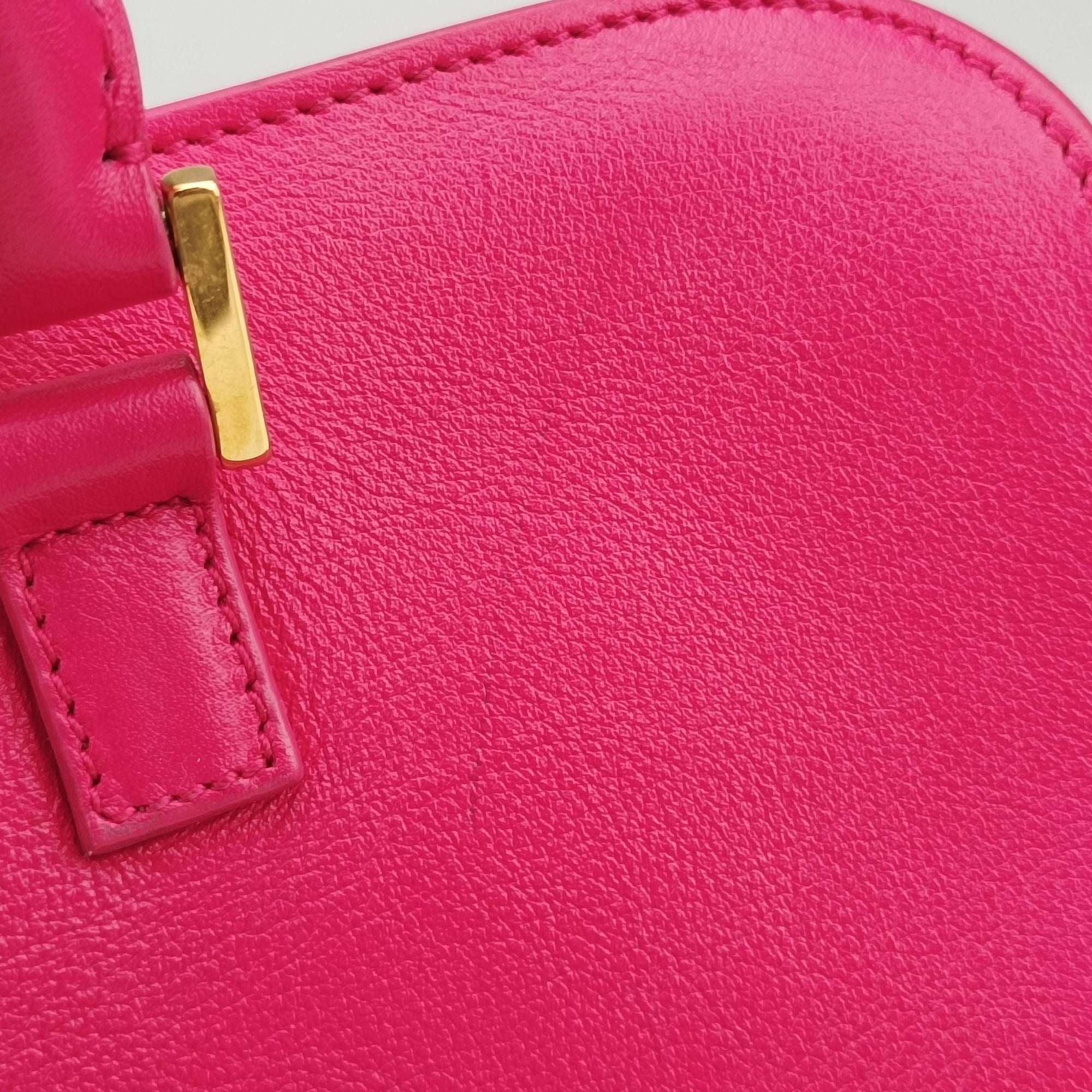 Pre-owned Yves Saint Laurent baby cabas Rose Leather 372087 shoulderbag | stylenewstar
