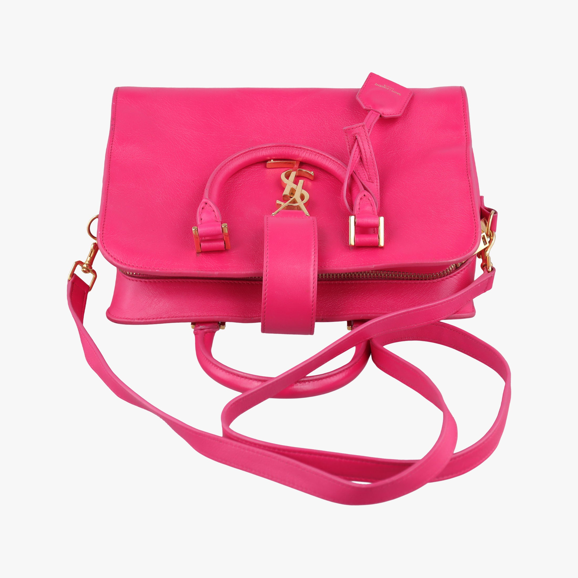 Pre-owned Yves Saint Laurent baby cabas Rose Leather 372087 shoulderbag | stylenewstar